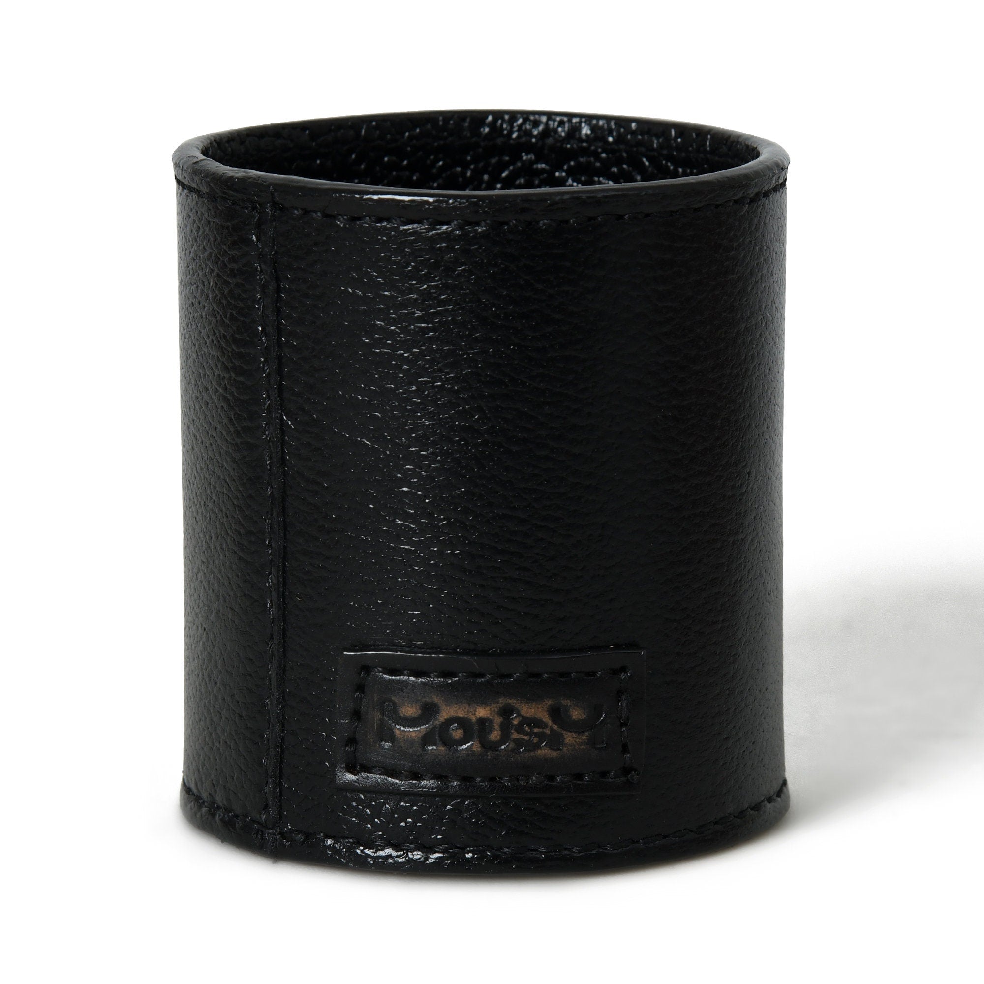 MOUSM Leather Pen Holder, Black Smooth Leather Pencil Holder, Home Office Bathroom Organizer Tool, Handmade Pen Holder, Gift for Him/Her