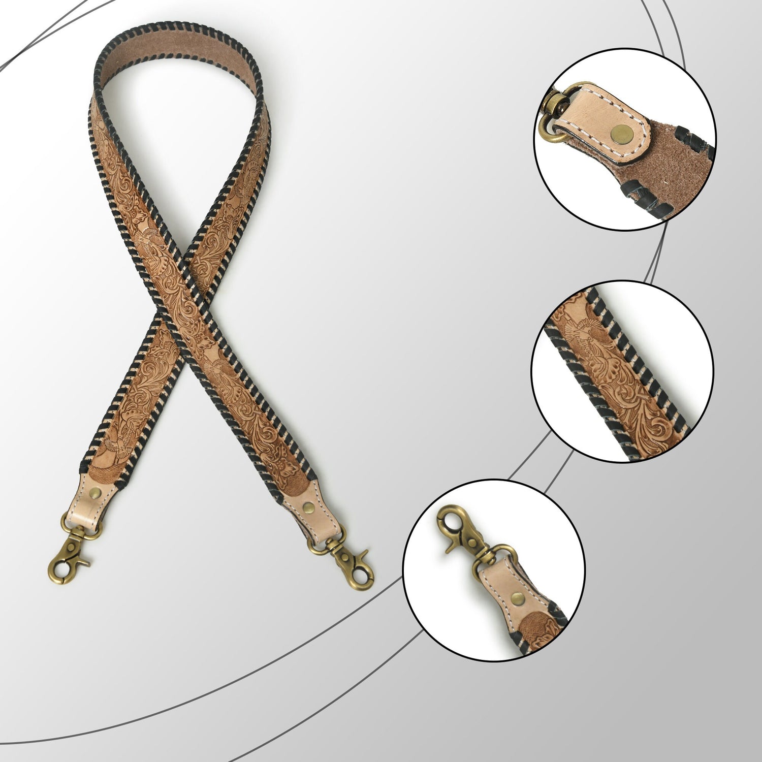 Mousm Leather Crossbody Strap, Adjustable Strap, Replacement Strap, Shoulder Strap Canvas Purse Strap, Detachable Bag Strap, Cow Leather