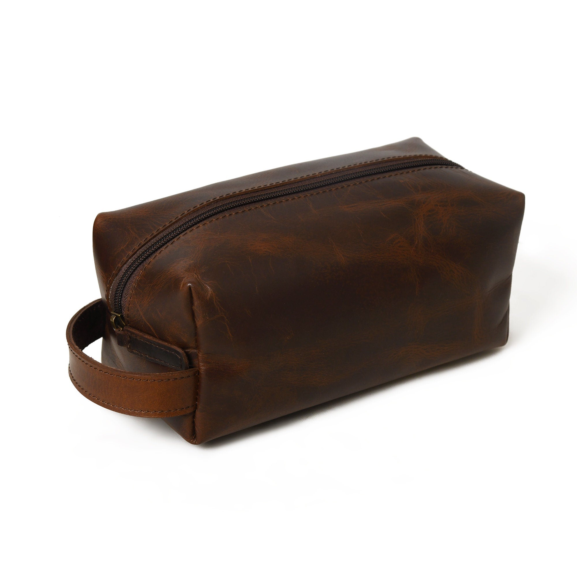 Mousm Leather Toiletry Bag, Genuine Leather Bags, Toiletry Kit, Leather Gift for Groomsmen | Mens | Dad | Bestman Fathers Day Gift