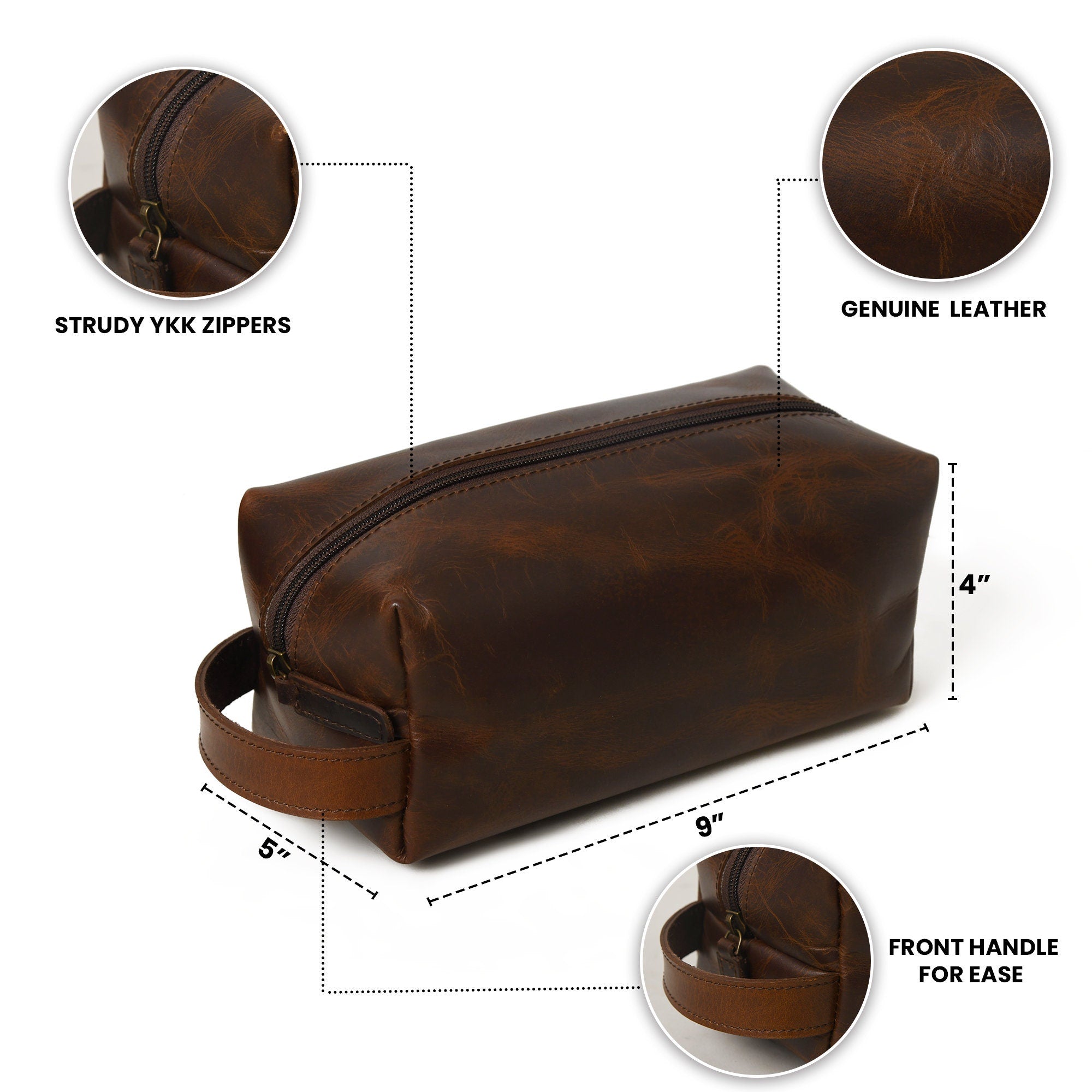Mousm Leather Toiletry Bag, Genuine Leather Bags, Toiletry Kit, Leather Gift for Groomsmen | Mens | Dad | Bestman Fathers Day Gift