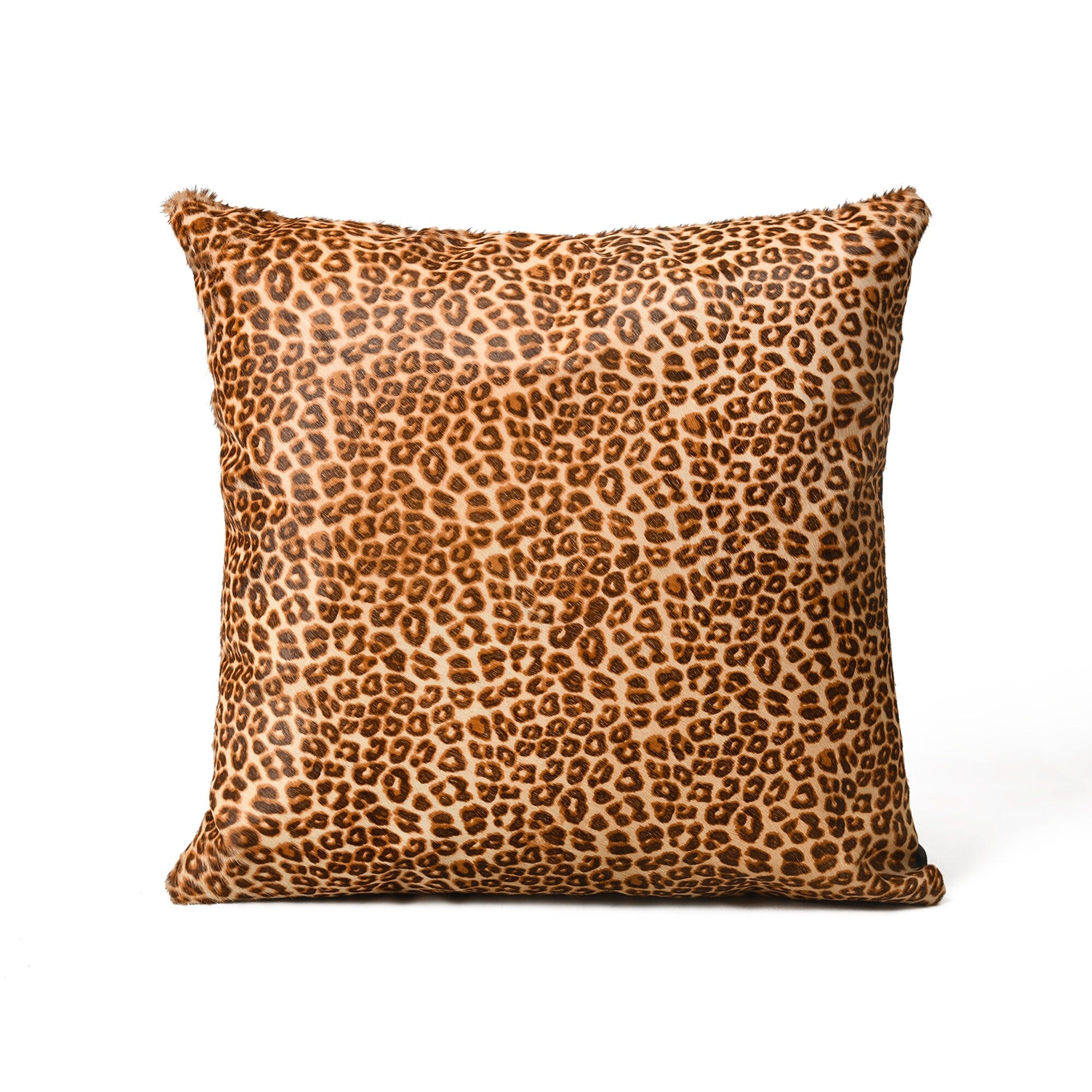 MOUSM Real Cowhide Leather Cushion Cover – 18x18 Inches Hair-On Pillow Cover with Leopard Print – Designer Decorative Throw Pillow Case for Sofa, Couch, Living Room & Bedroom