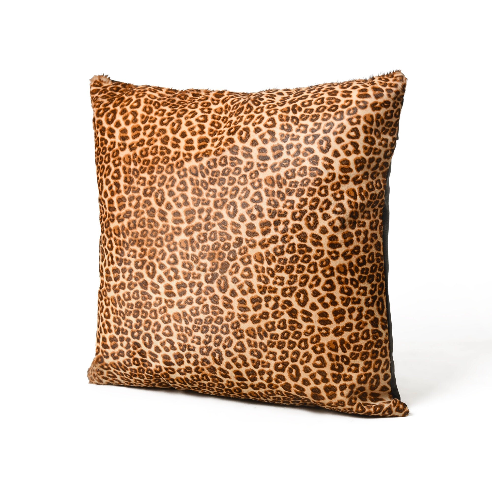 MOUSM Real Cowhide Leather Cushion Cover – 18x18 Inches Hair-On Pillow Cover with Leopard Print – Designer Decorative Throw Pillow Case for Sofa, Couch, Living Room & Bedroom