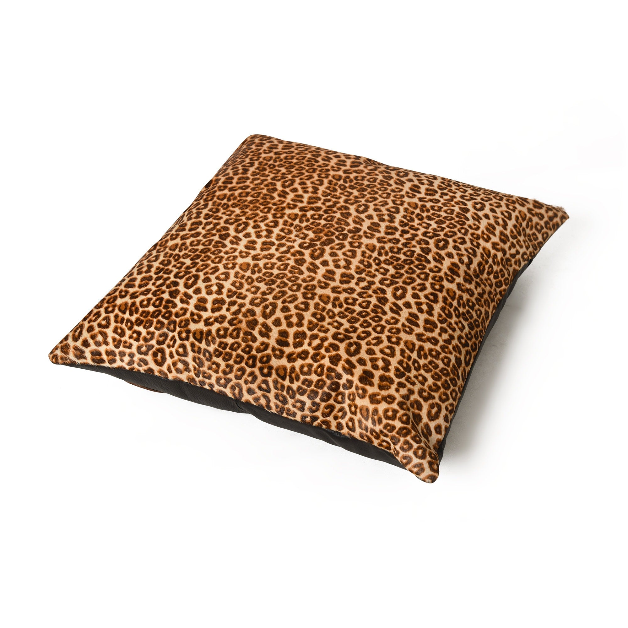 MOUSM Real Cowhide Leather Cushion Cover – 18x18 Inches Hair-On Pillow Cover with Leopard Print – Designer Decorative Throw Pillow Case for Sofa, Couch, Living Room & Bedroom