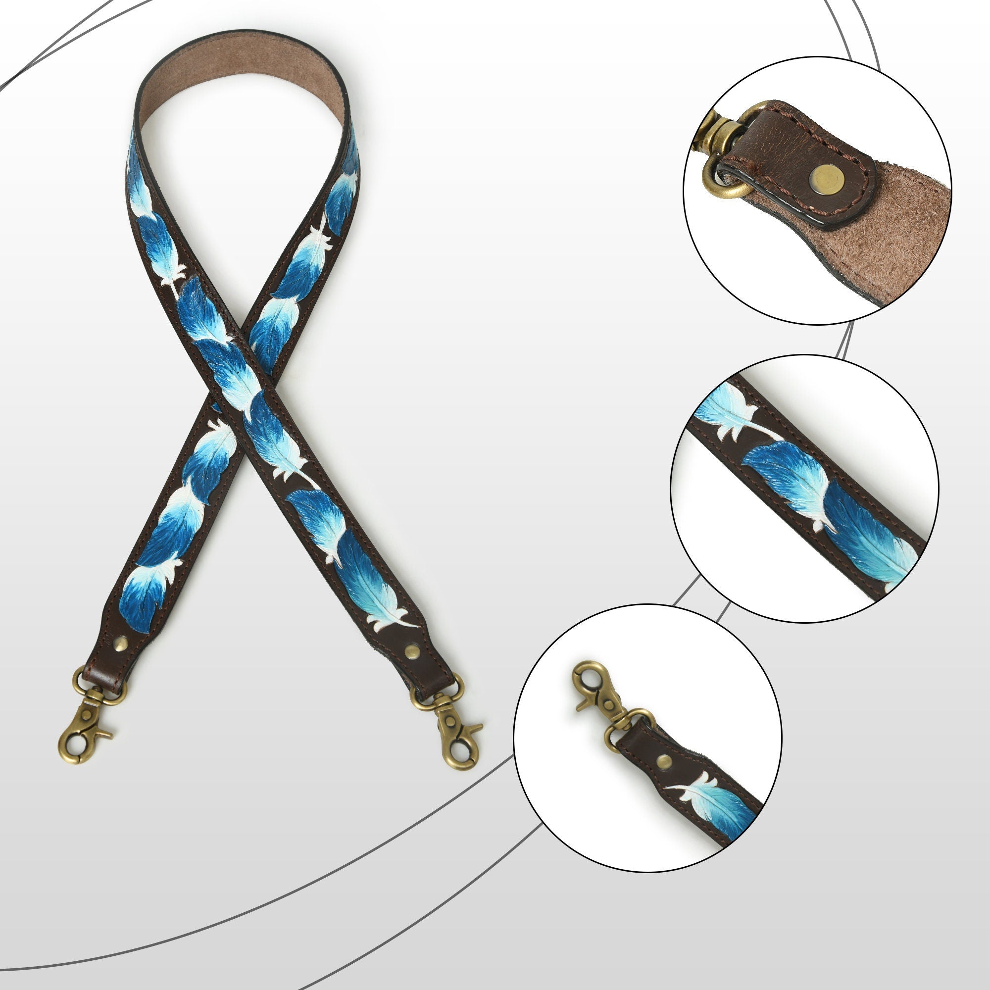 Mousm Crossbody purse strap - Party day purse strap - guitar strap - bag strap - Leather Bag Strap - Cow Leather Strap for Bag