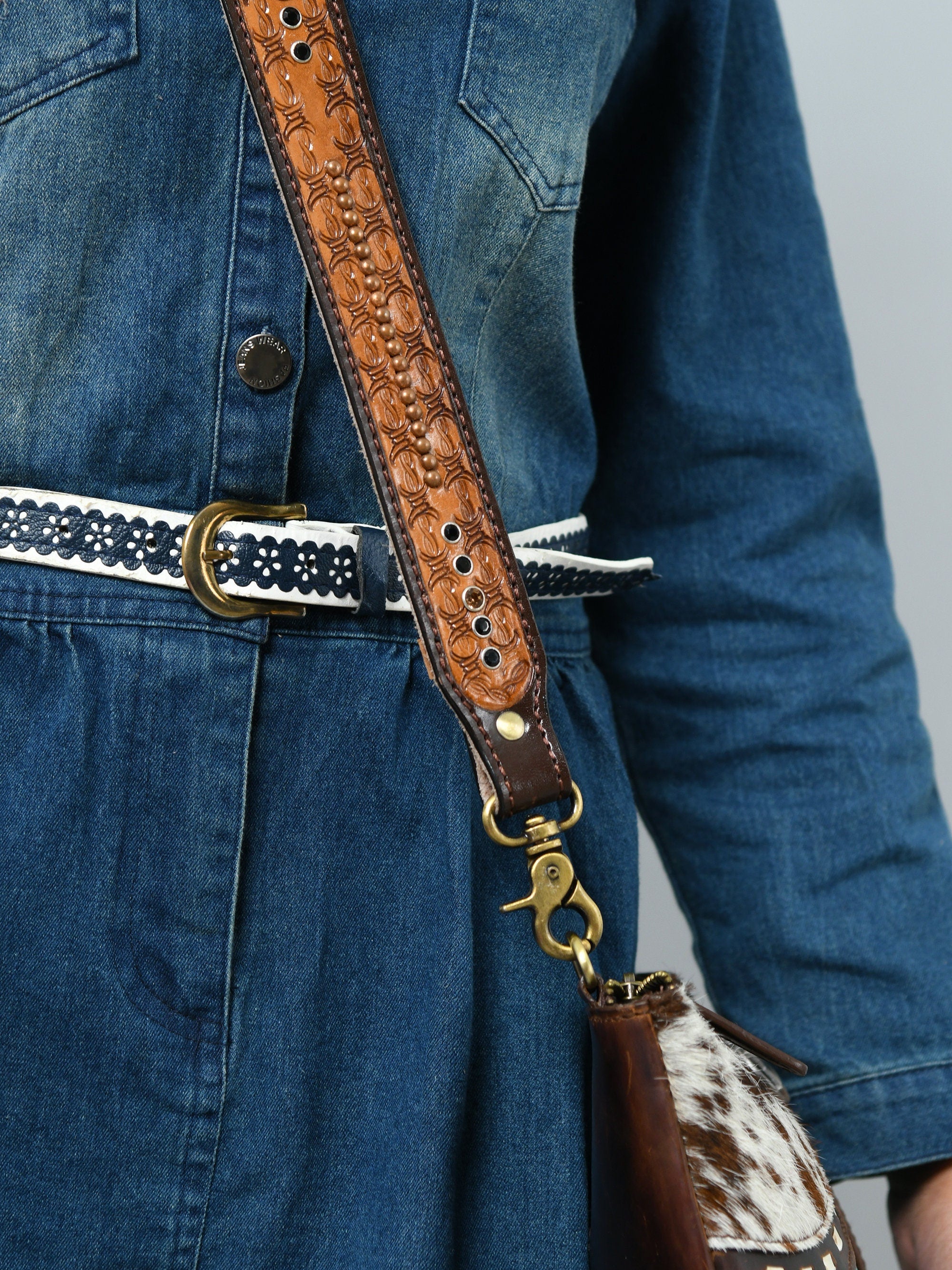 Mousm Detachable Crossbody Bag Strap for Women Real Leather Strap, Guitar Straps, Bohemian Strap, Replaceable Bag Strap, Canvas Bag Strap