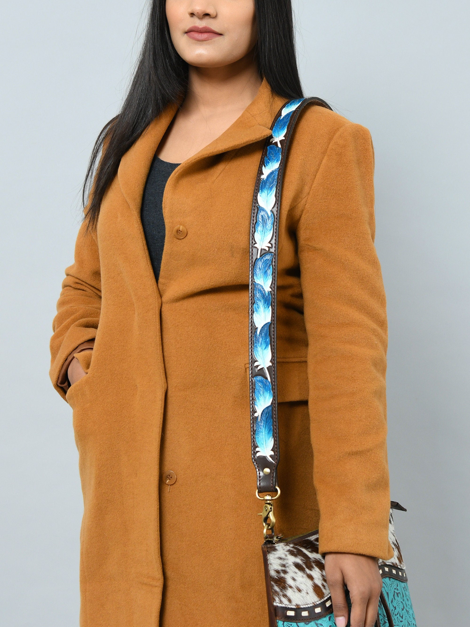 Mousm Crossbody purse strap - Party day purse strap - guitar strap - bag strap - Leather Bag Strap - Cow Leather Strap for Bag