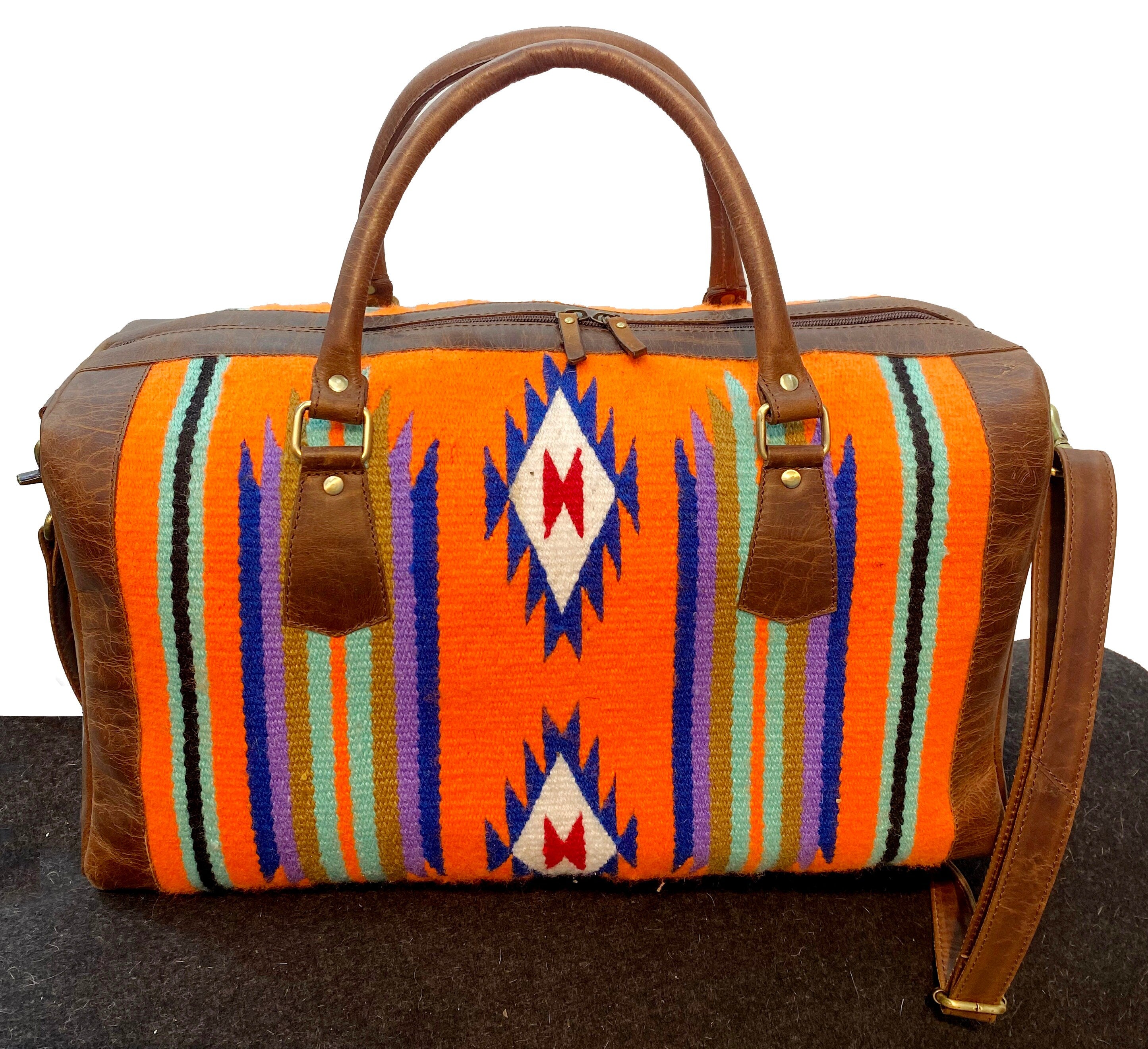 MOUSM weekender leather bags, Travel Carpet Bags, Boho Weekend Bag, Kilim Travel Bag, weekender bag western, western kilim duffel bag