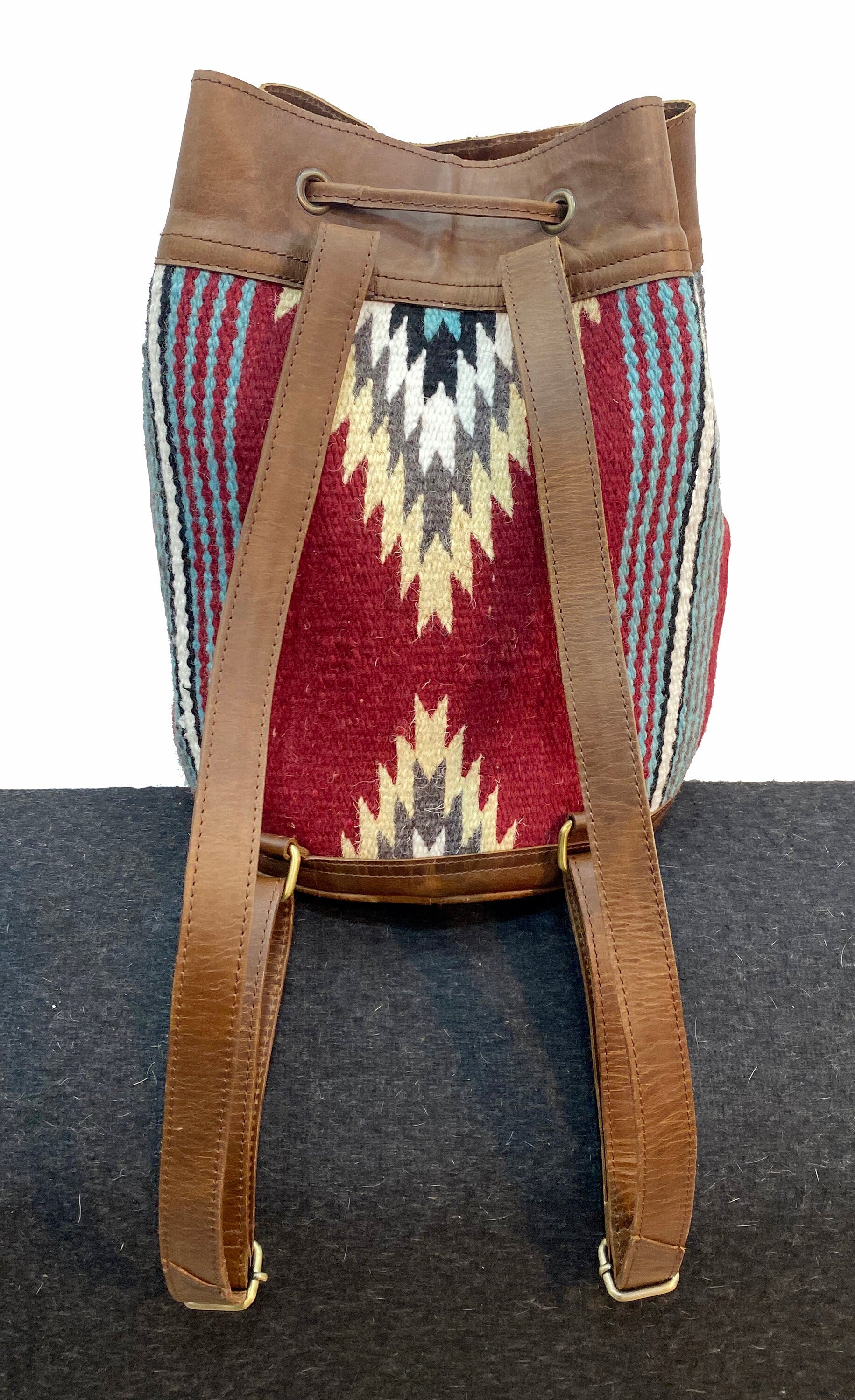 MOUSM Leather Backpack, Bucket style backpack for Woman, Shoulder Bags for Her Western Saddle Blanket Bag