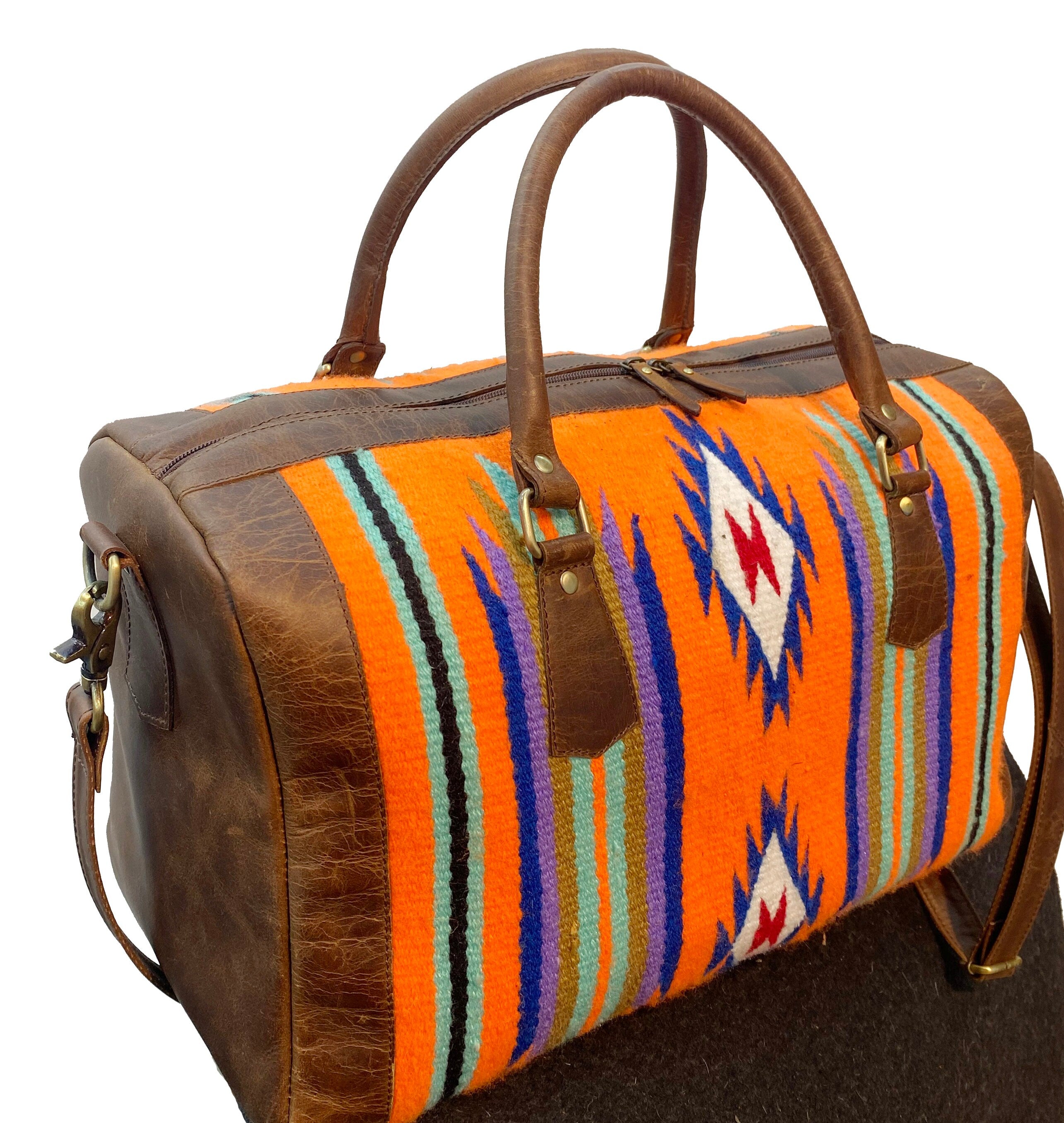 MOUSM weekender leather bags, Travel Carpet Bags, Boho Weekend Bag, Kilim Travel Bag, weekender bag western, western kilim duffel bag