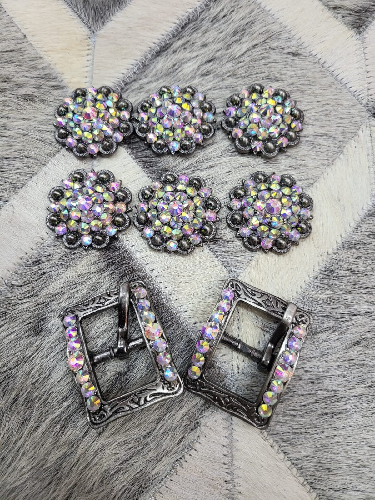 Handcrafted AB stones Conchos Designer Antique Vintage Saddle Square Buckle Belt Original Conchos Unique Mandala Design Conchos