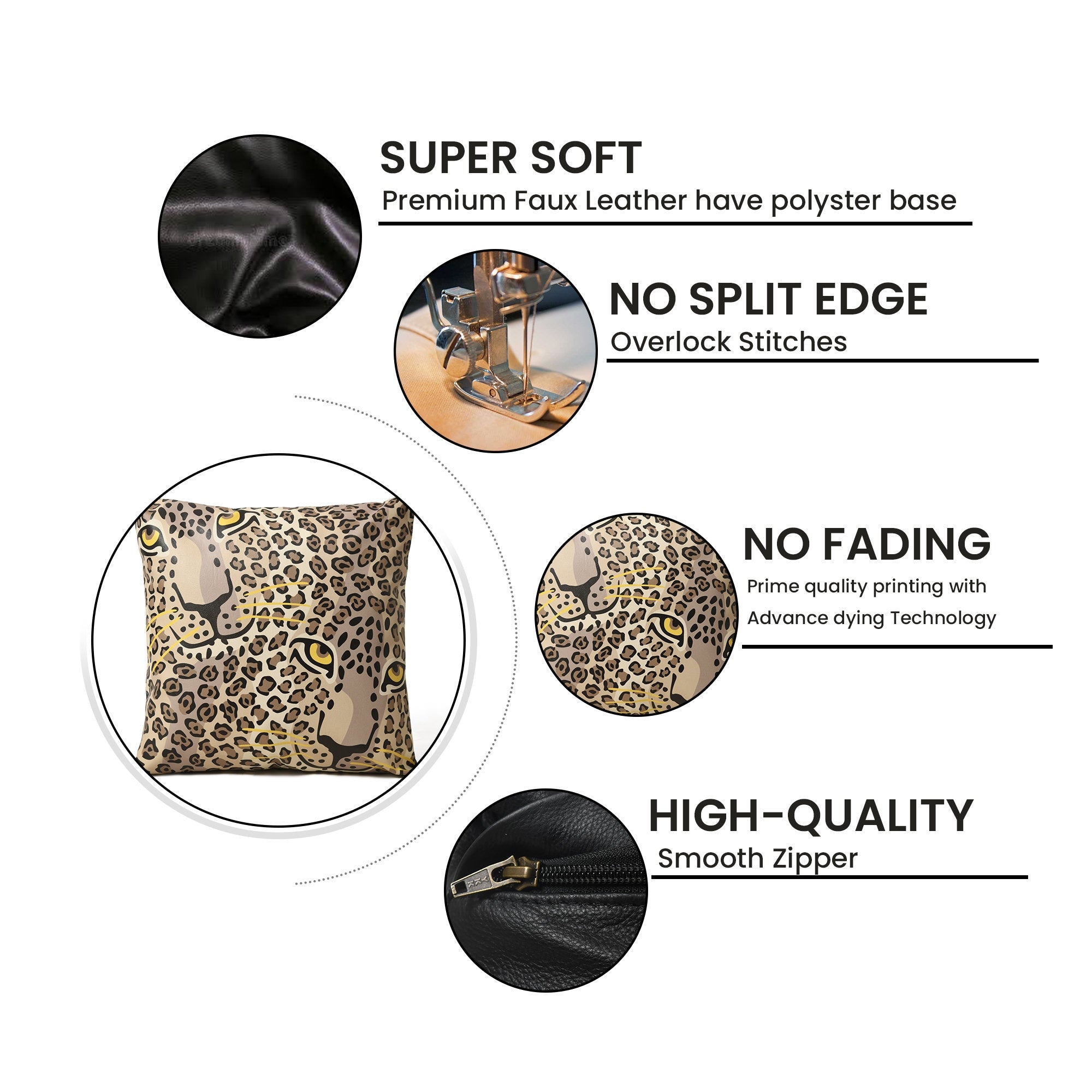 MOUSM Faux Leather Brown Leopard Print Cushion Cover – 18x18 Inches Exotic Wild Animal Print Pillow Case – Handmade Decorative Throw Pillow Cover for Sofa, Couch, Living Room & Bedroom – Best Gift for Animal Lovers