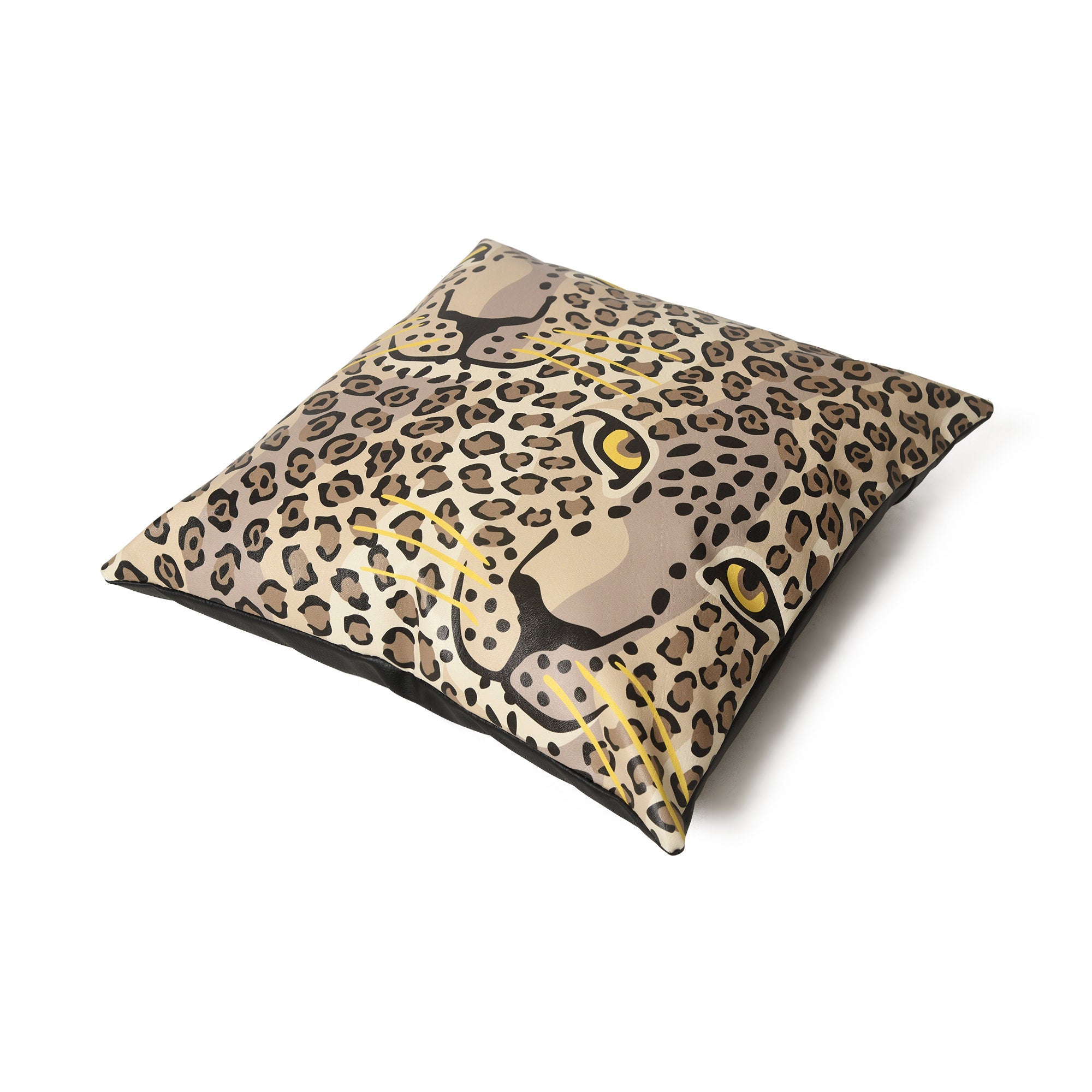 MOUSM Faux Leather Brown Leopard Print Cushion Cover – 18x18 Inches Exotic Wild Animal Print Pillow Case – Handmade Decorative Throw Pillow Cover for Sofa, Couch, Living Room & Bedroom – Best Gift for Animal Lovers