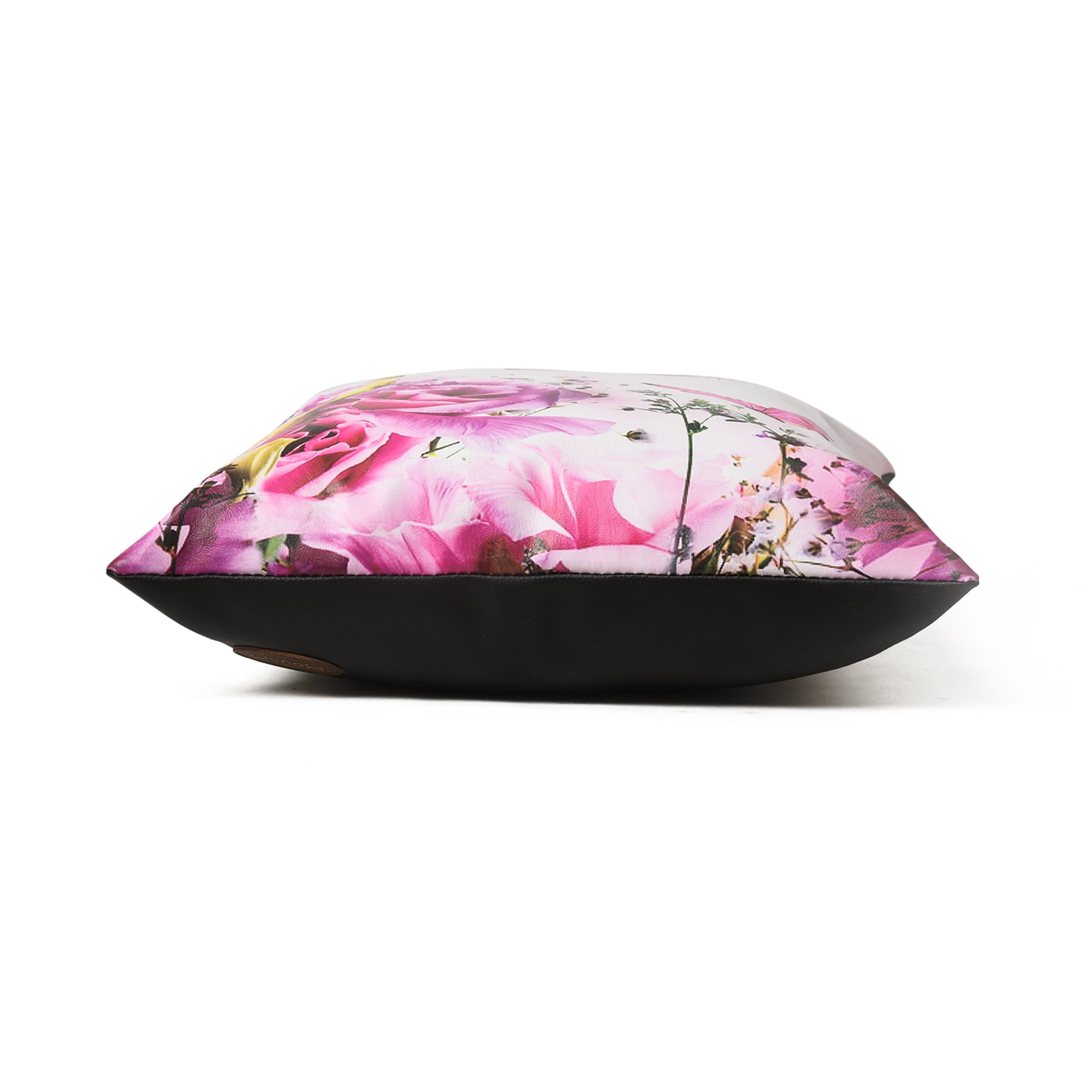 MOUSM Faux Leather Cushion Cover – 18x18 Inches Pink Floral & Butterfly Print – Zen-Inspired Decorative Throw Pillow Case for Sofa, Bed, or Car – Luxury Square Pillow Cover