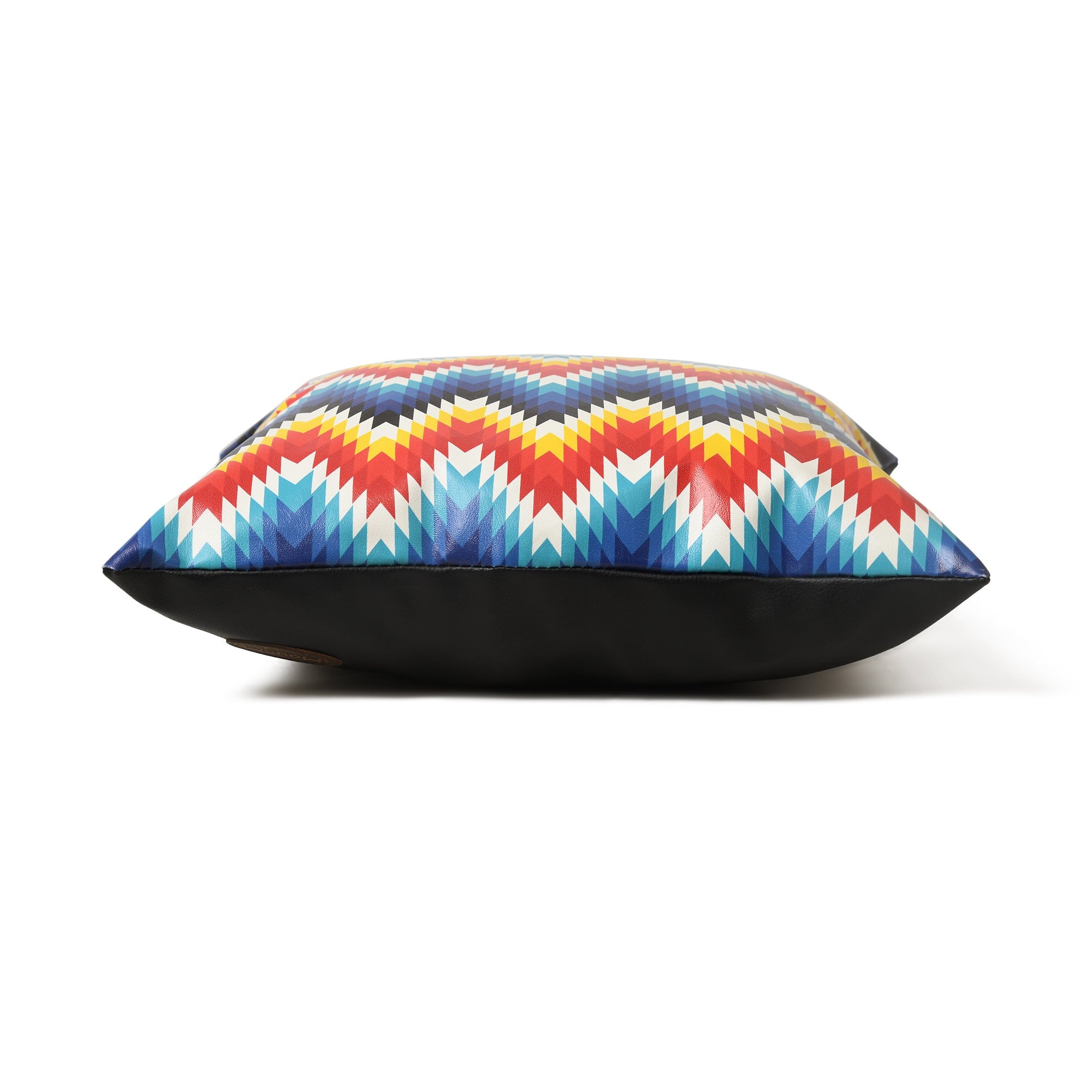 MOUSM Faux Leather Cushion Cover – 18x18 Inches Square Throw Pillowcase, Zig Zag Ethnic Chevron Print Decorative Cushion for Sofa, Living Room