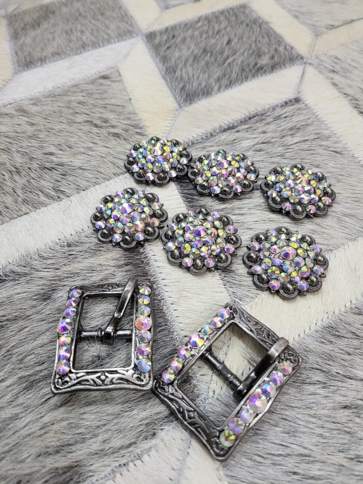 Handcrafted AB stones Conchos Designer Antique Vintage Saddle Square Buckle Belt Original Conchos Unique Mandala Design Conchos