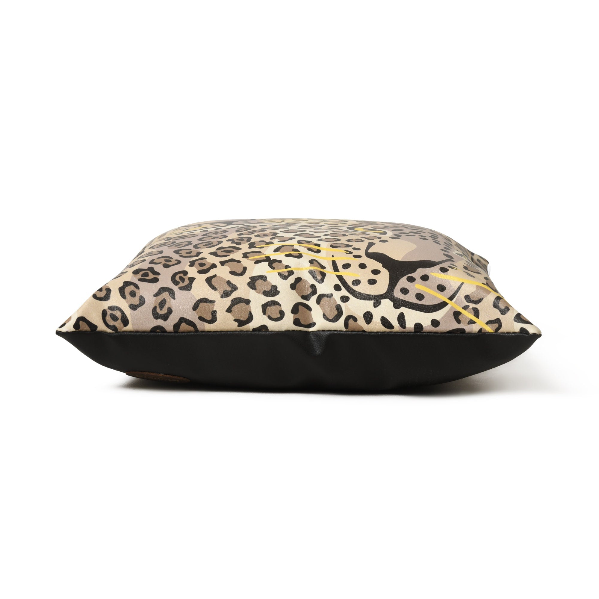 MOUSM Faux Leather Brown Leopard Print Cushion Cover – 18x18 Inches Exotic Wild Animal Print Pillow Case – Handmade Decorative Throw Pillow Cover for Sofa, Couch, Living Room & Bedroom – Best Gift for Animal Lovers