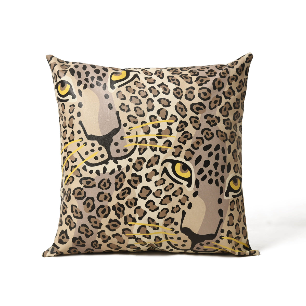 MOUSM Faux Leather Brown Leopard Print Cushion Cover – 18x18 Inches Exotic Wild Animal Print Pillow Case – Handmade Decorative Throw Pillow Cover for Sofa, Couch, Living Room & Bedroom – Best Gift for Animal Lovers