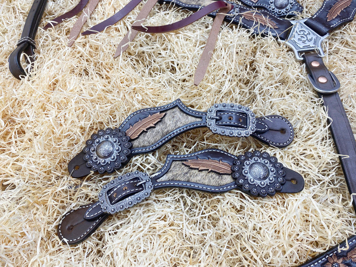 Feather Carving with Leather Laces Western Horse Tack Set
