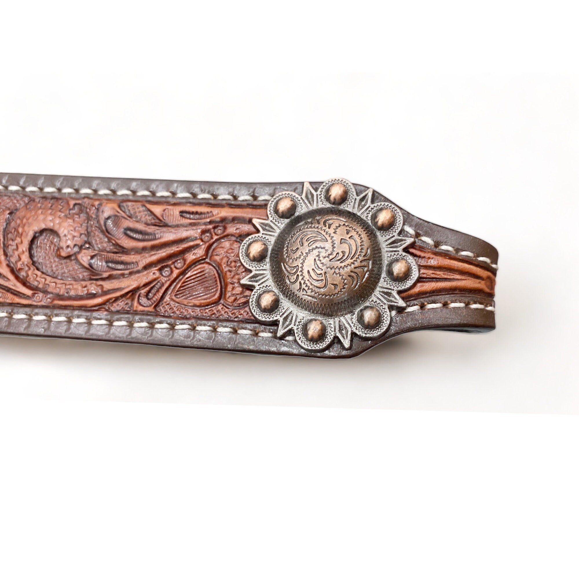 MOUSM Western Bridle and Breast Collar Set - Western Headstall Tack Set Decorated with OAK Fruit Carving Design, Antique Copper Hardware