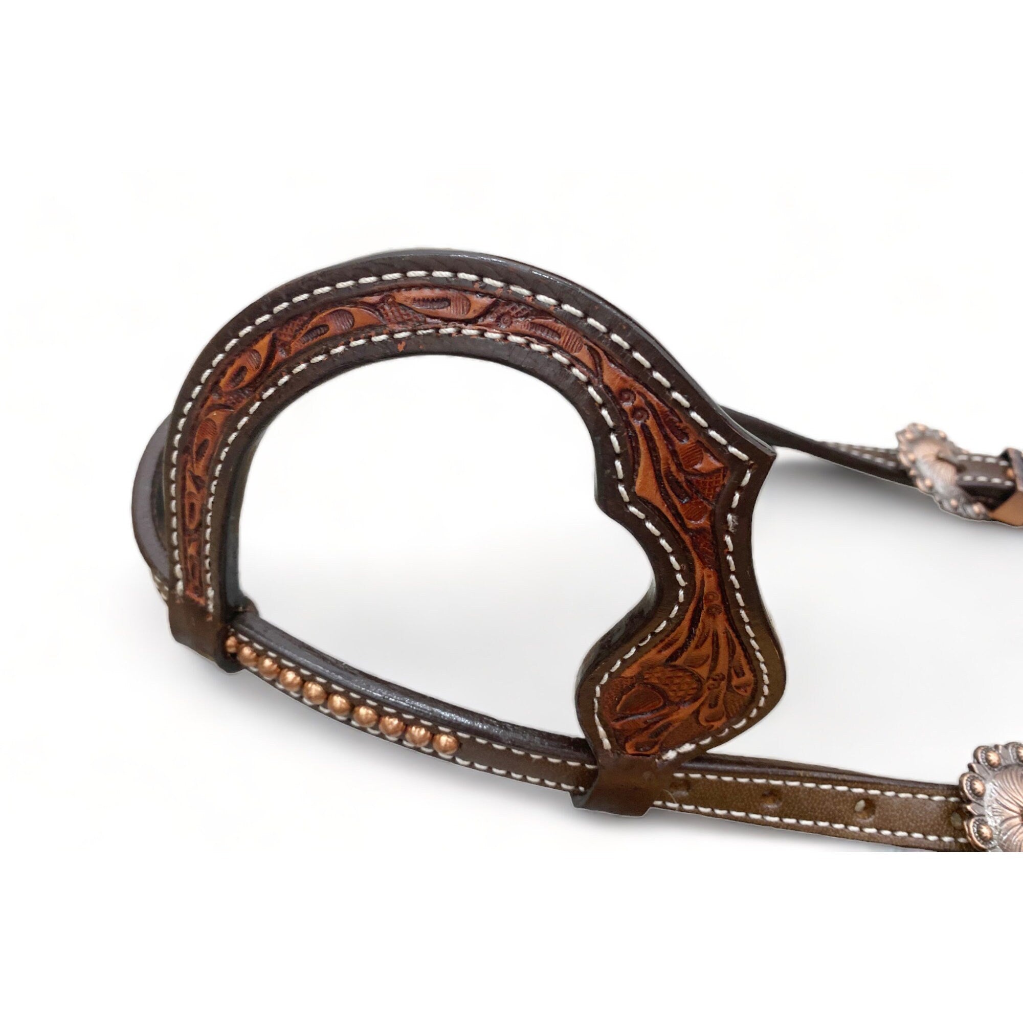 MOUSM Western Bridle and Breast Collar Set - Western Headstall Tack Set Decorated with OAK Fruit Carving Design, Antique Copper Hardware