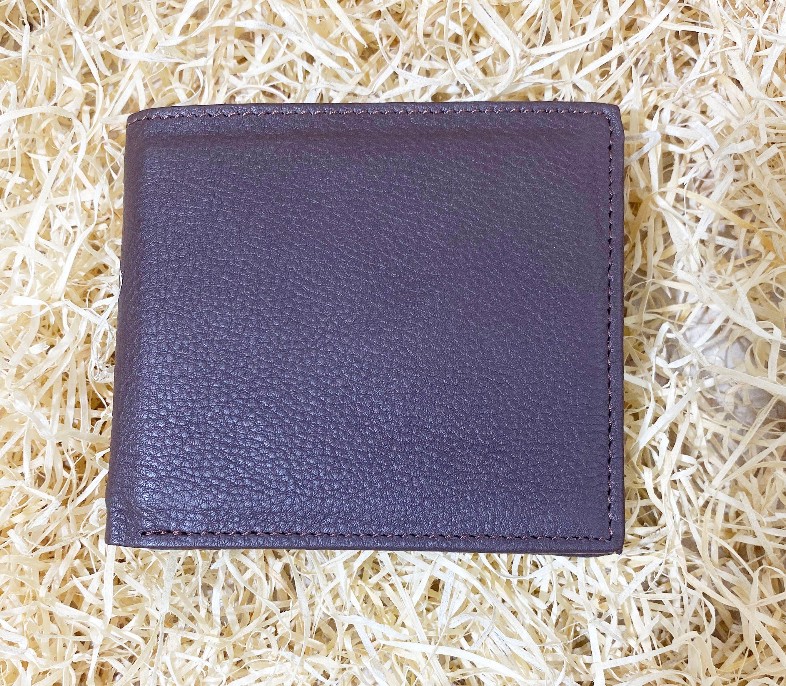 MOUSM Wallet Mens Leather Wallet for Men Pure Cow Leather wallet Plain Smooth Design leather wallet Chocolate brown wallet stitch around