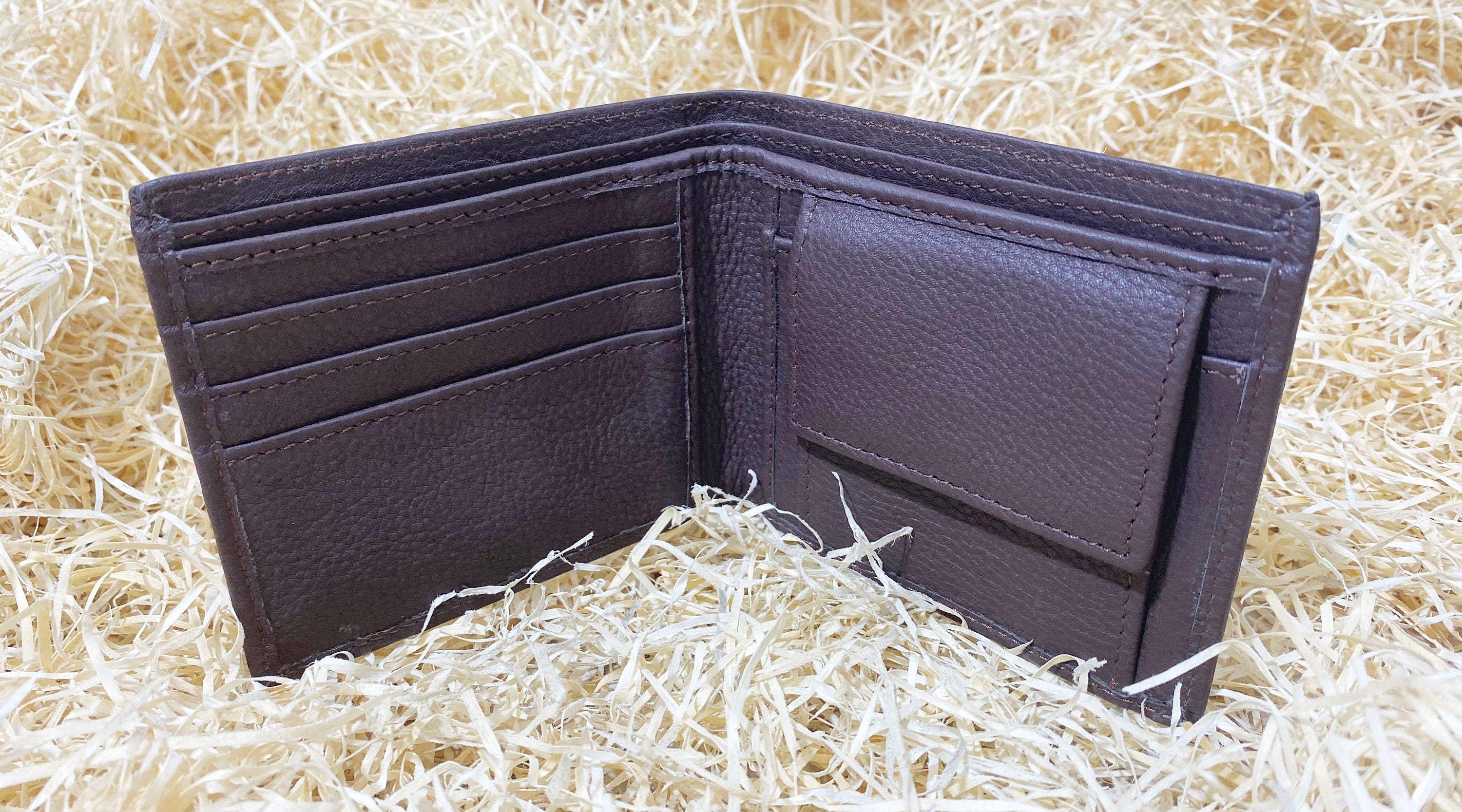 MOUSM Wallet Mens Leather Wallet for Men Pure Cow Leather wallet Plain Smooth Design leather wallet Chocolate brown wallet stitch around