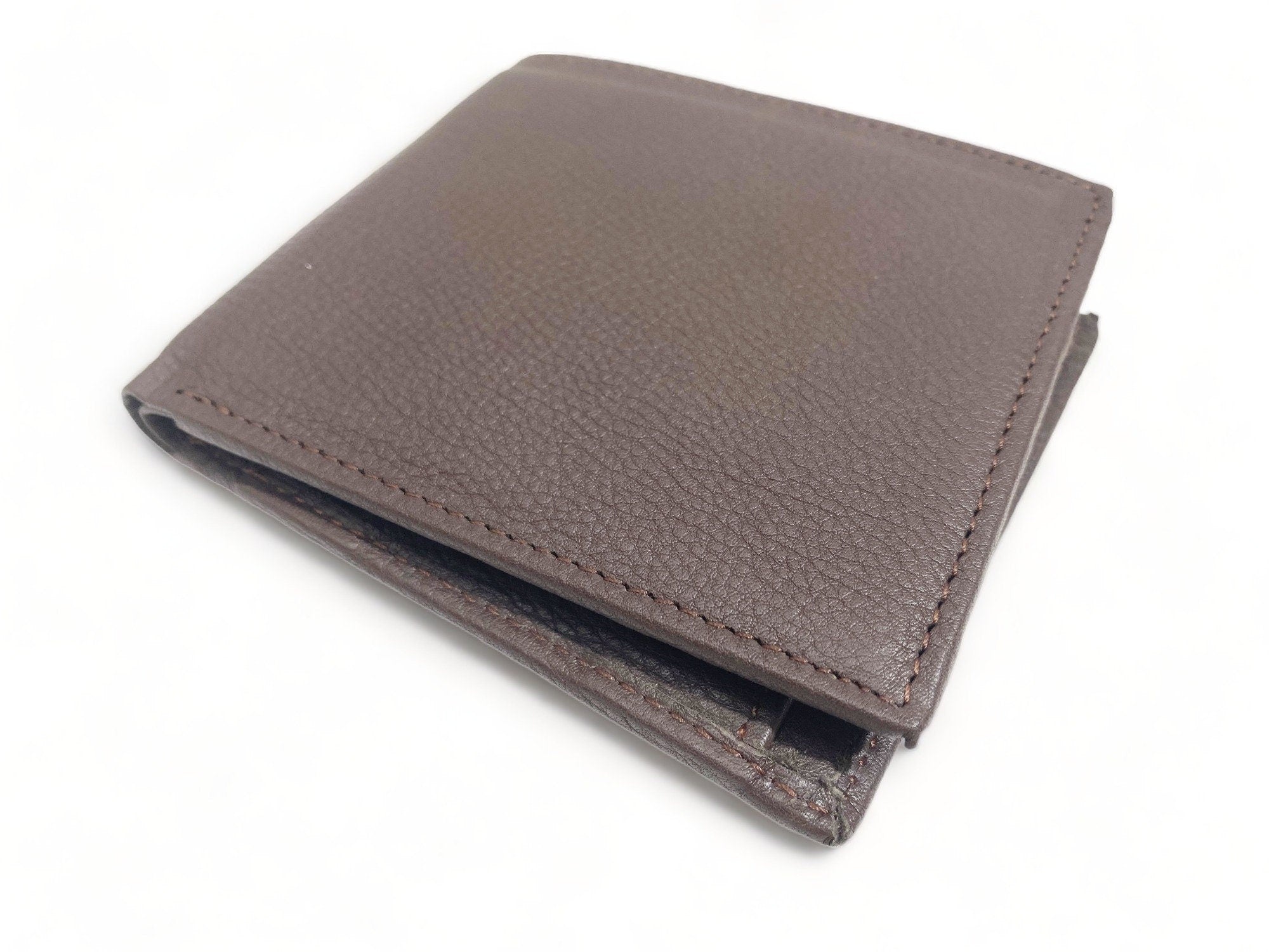 MOUSM Wallet Mens Leather Wallet for Men Pure Cow Leather wallet Plain Smooth Design leather wallet Chocolate brown wallet stitch around