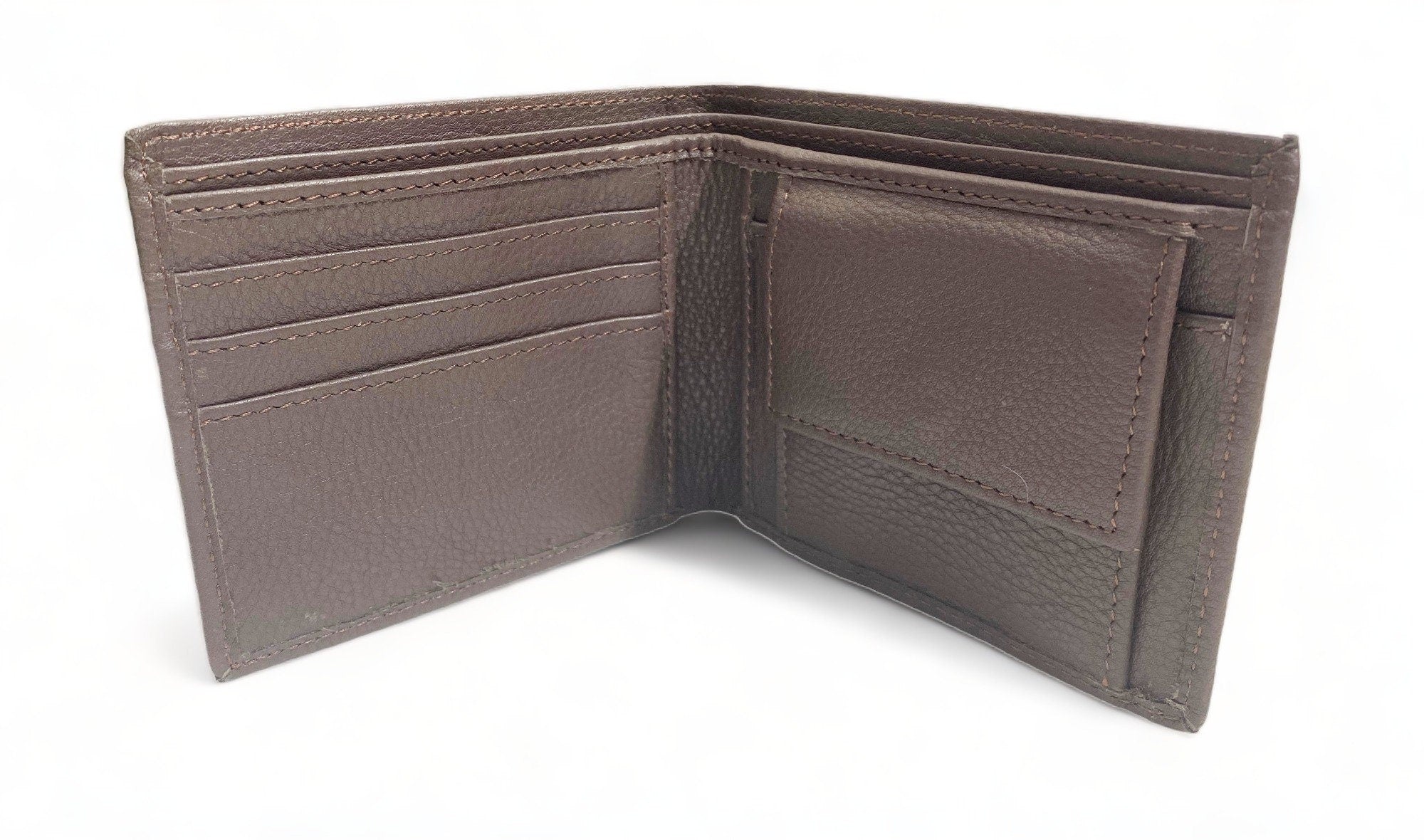 MOUSM Wallet Mens Leather Wallet for Men Pure Cow Leather wallet Plain Smooth Design leather wallet Chocolate brown wallet stitch around