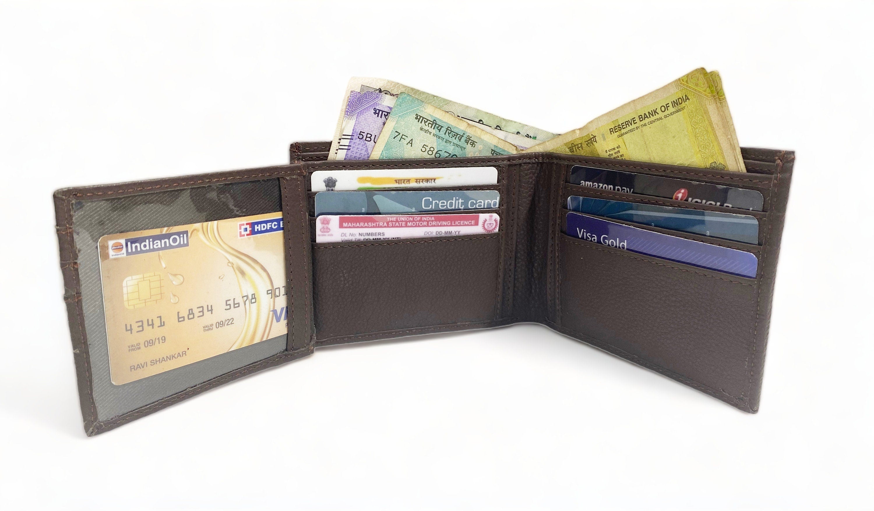 MOUSM Wallet Mens Leather Wallet for Men Pure Cow Leather wallet Plain Smooth Design leather wallet Chocolate brown wallet