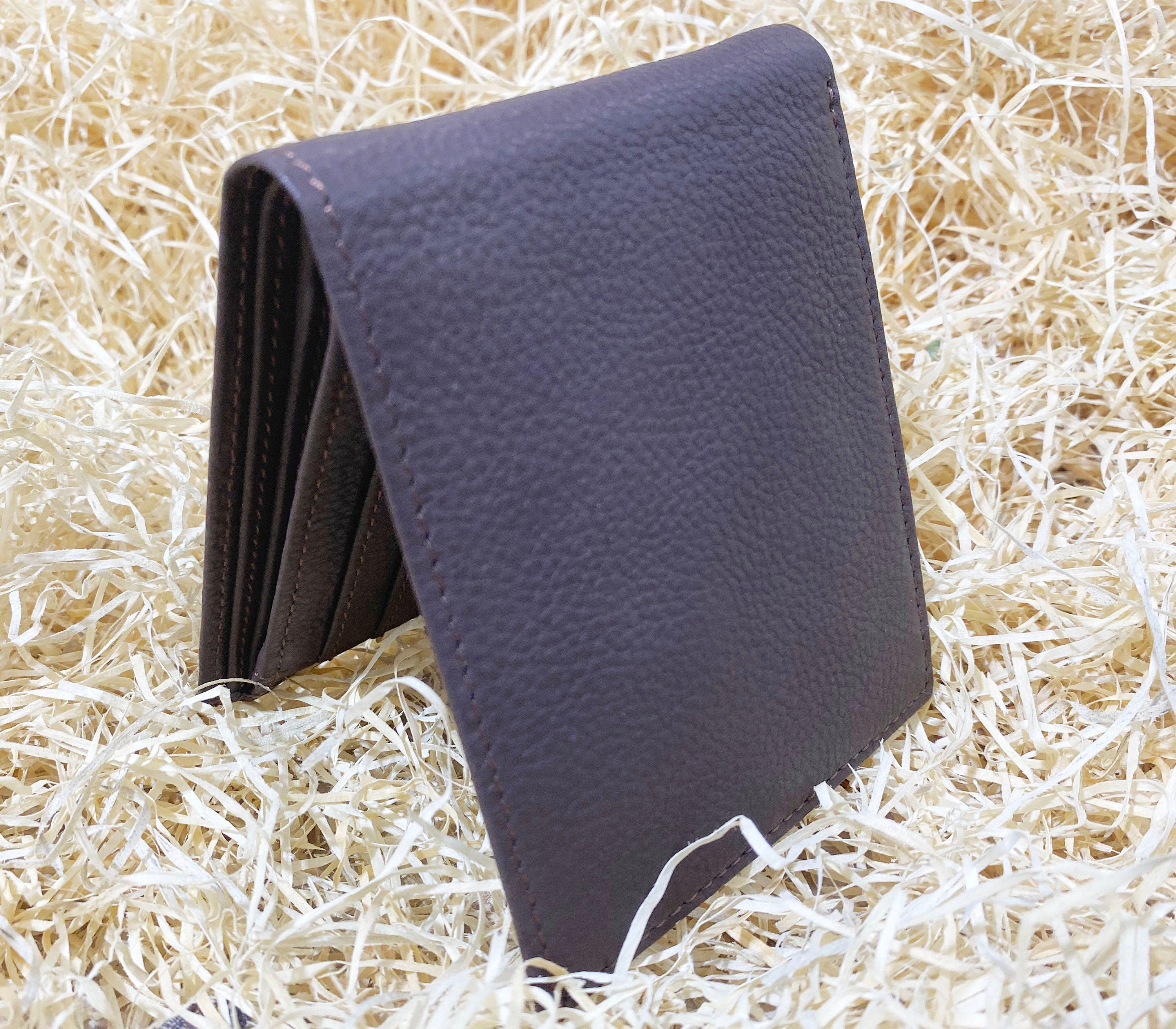 MOUSM Wallet Mens Leather Wallet for Men Pure Cow Leather wallet Plain Smooth Design leather wallet Chocolate brown wallet
