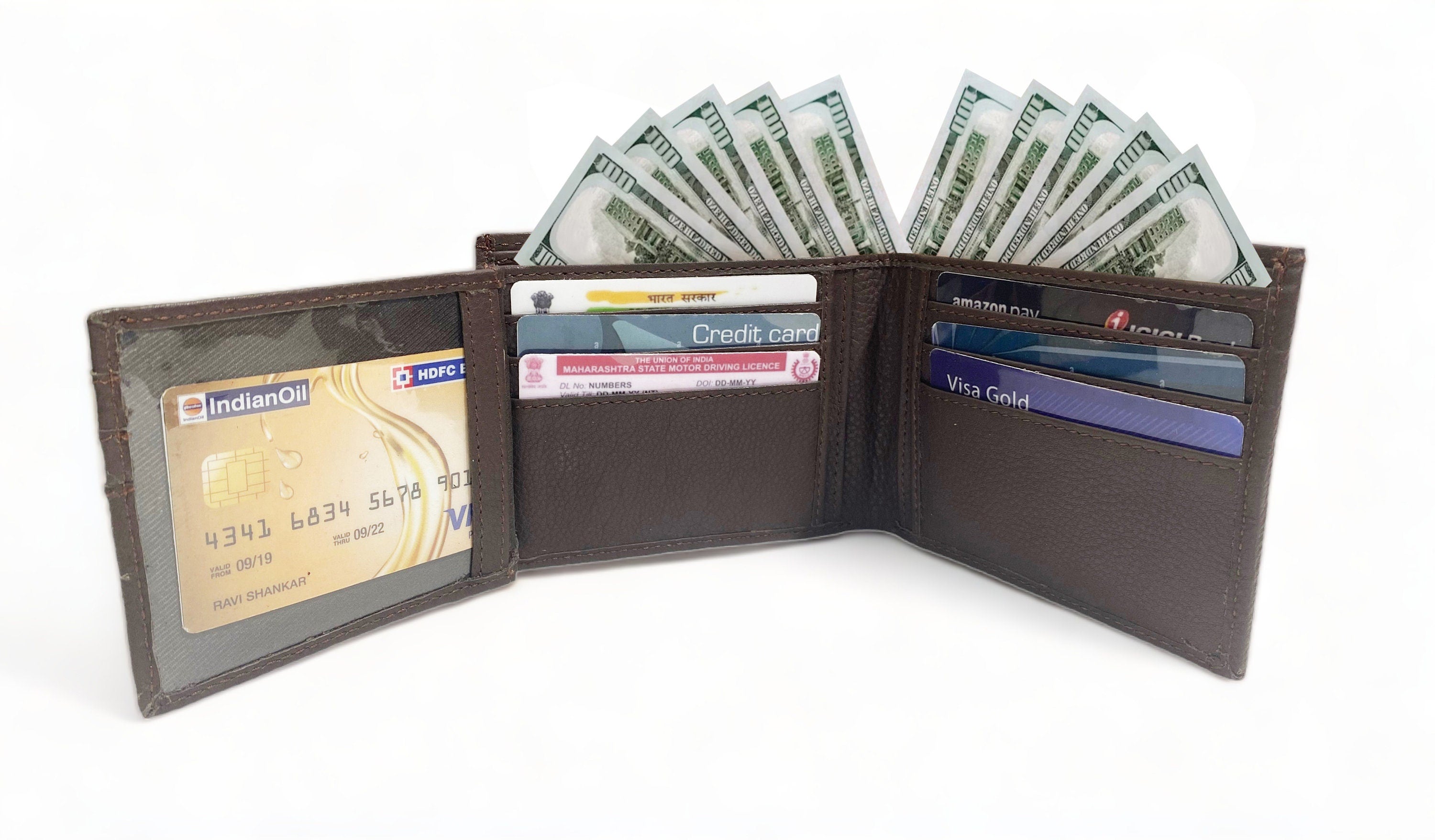 MOUSM Wallet Mens Leather Wallet for Men Pure Cow Leather wallet Plain Smooth Design leather wallet Chocolate brown wallet