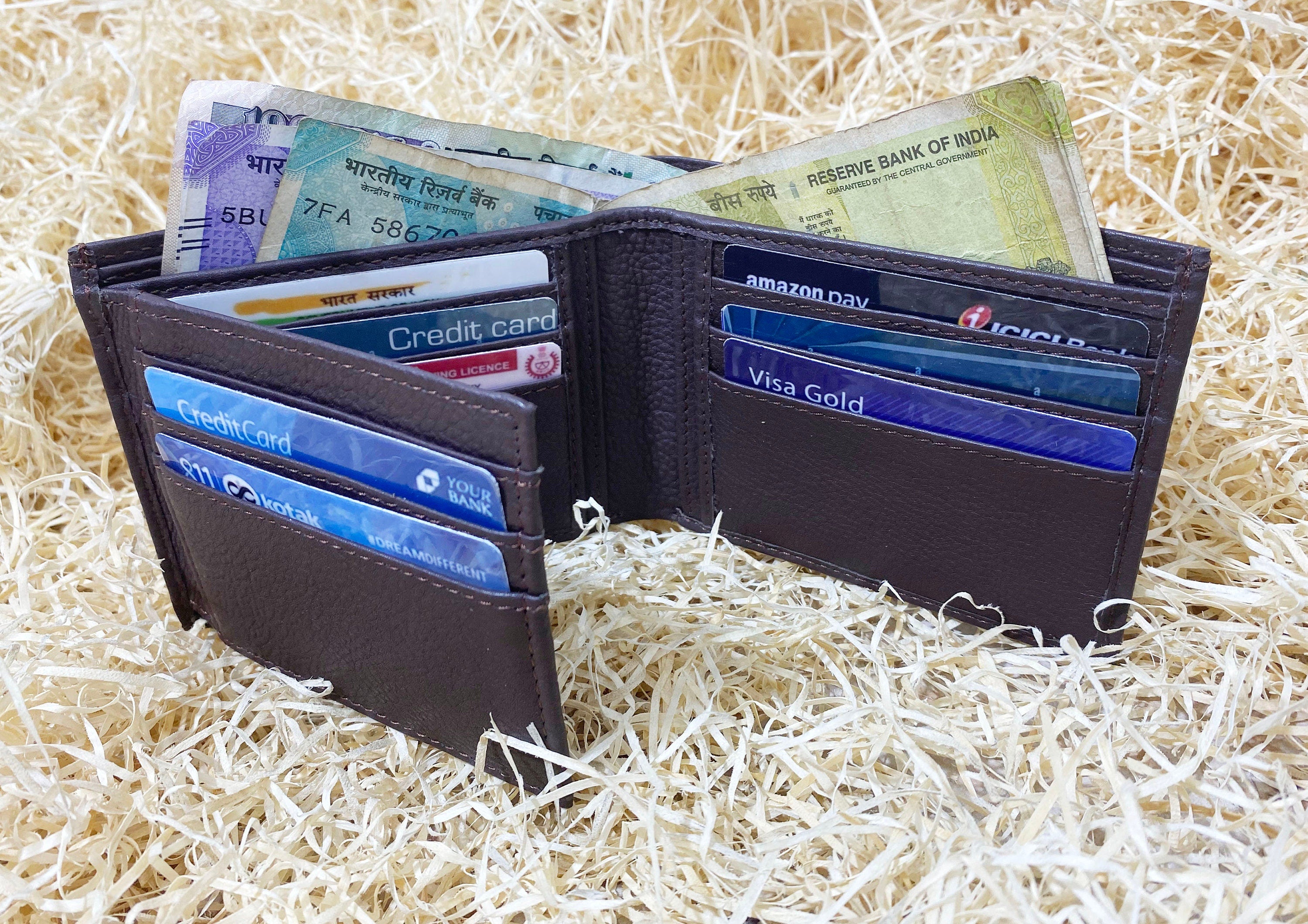 MOUSM Wallet Mens Leather Wallet for Men Pure Cow Leather wallet Plain Smooth Design leather wallet Chocolate brown wallet