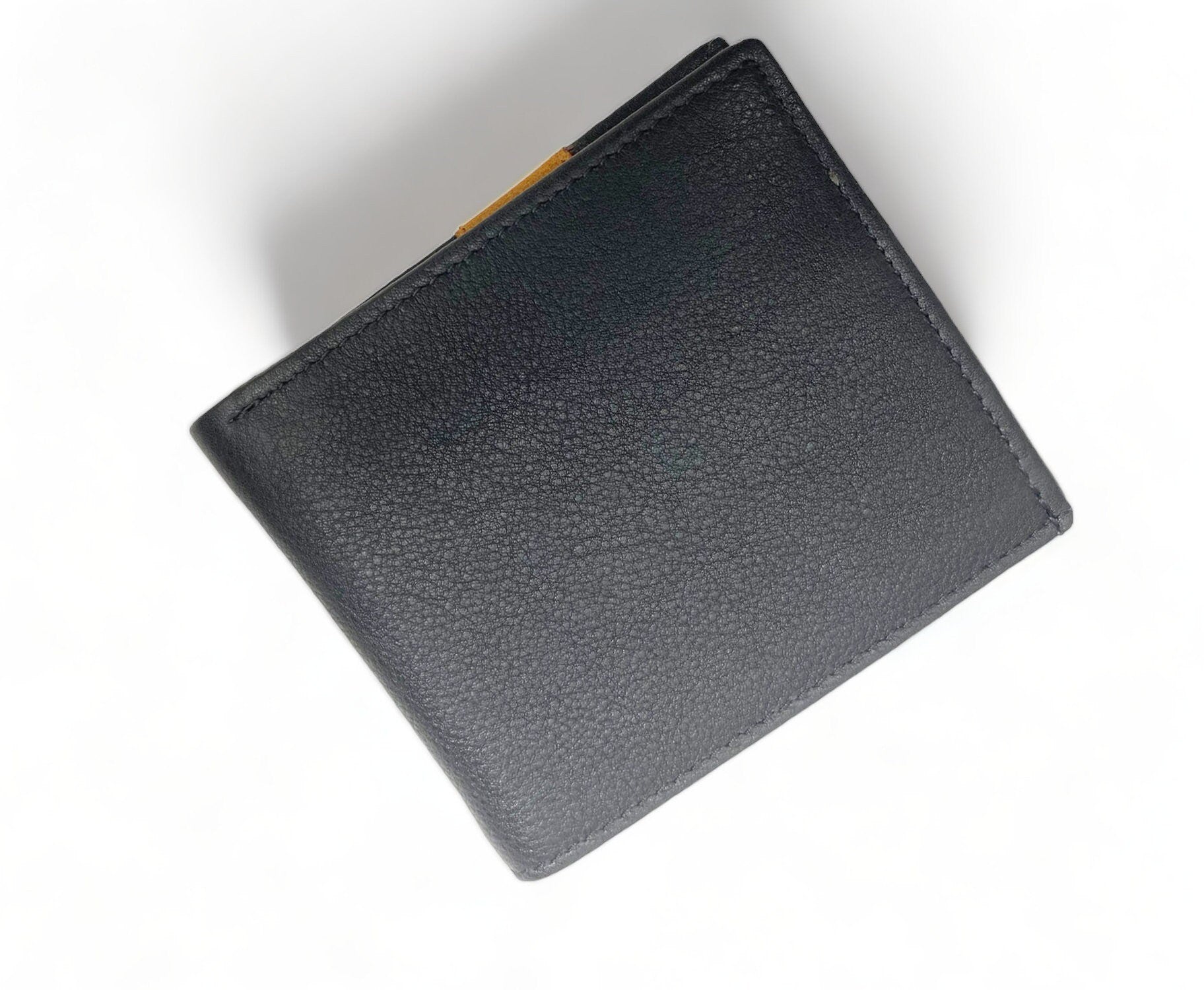 MOUSM Wallet Western Mens Leather Wallet for Men Argentina Black Cow Leather with Taxes Star concho on yellow strip wallet