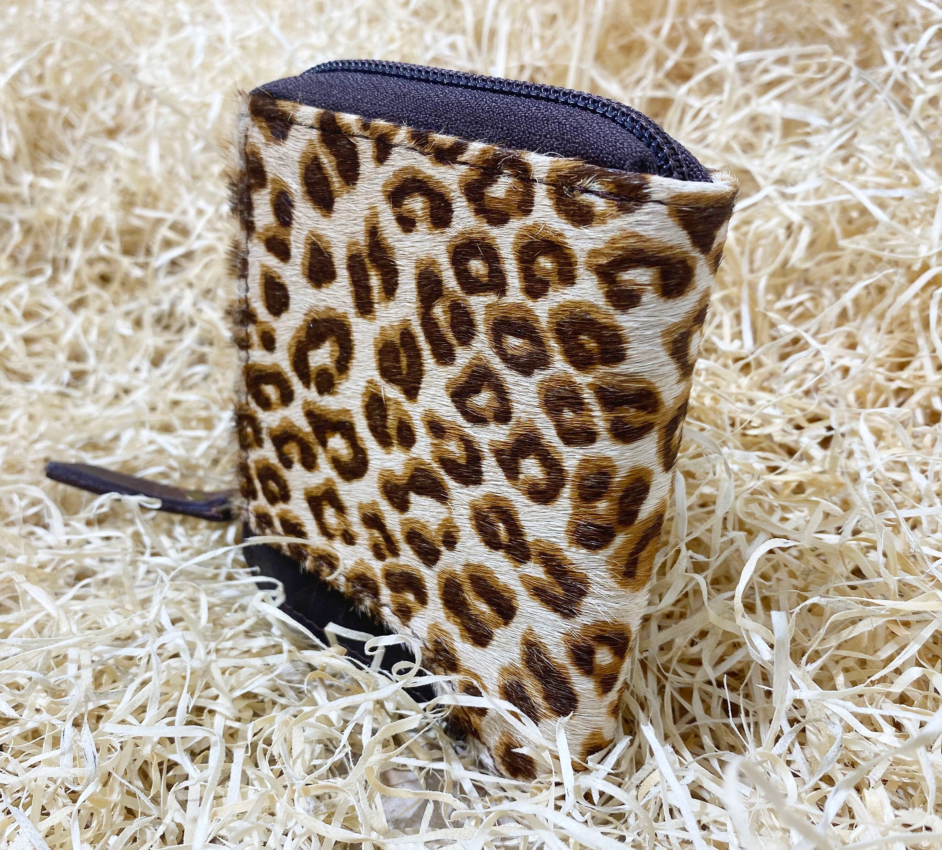 MOUSM Wallet Western Mens Leather Wallet for Men cowhide Leoper print wallet Full zipper closer wallet