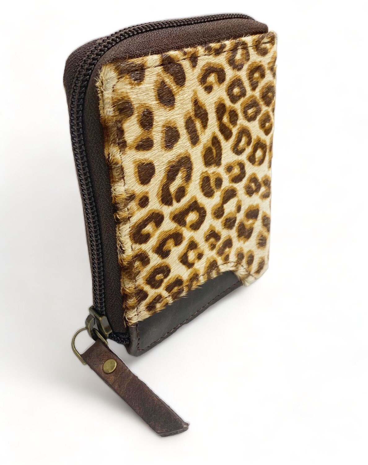 MOUSM Wallet Western Mens Leather Wallet for Men cowhide Leoper print wallet Full zipper closer wallet