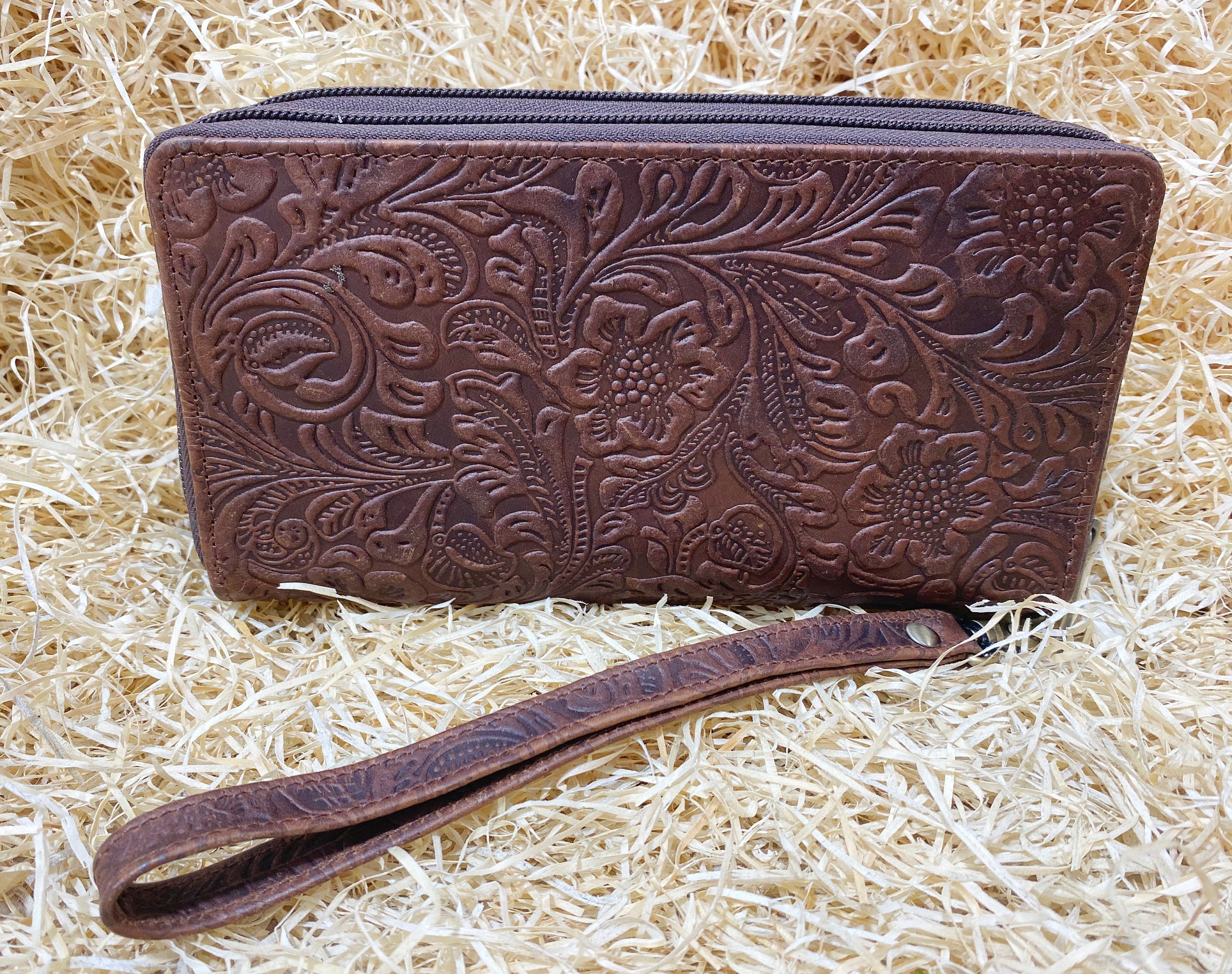 ladies clutch bag flower embossed leather. Western Ladies hand clutch bag | Premium leather clutch bag by Mousm