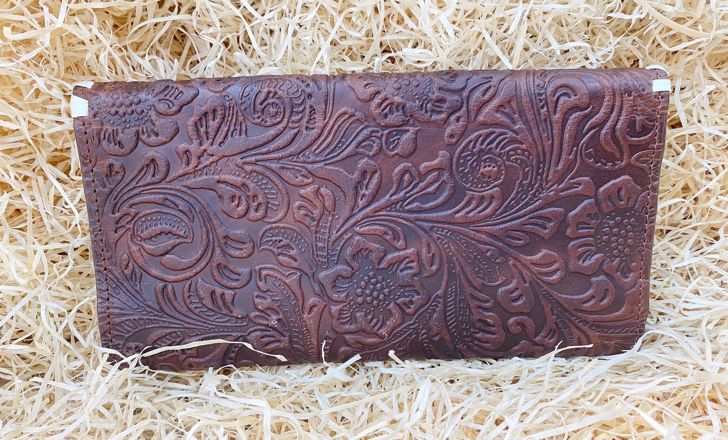 ladies clutch bag with flower embossed leather rawhide brading Texas star concho Ladies&