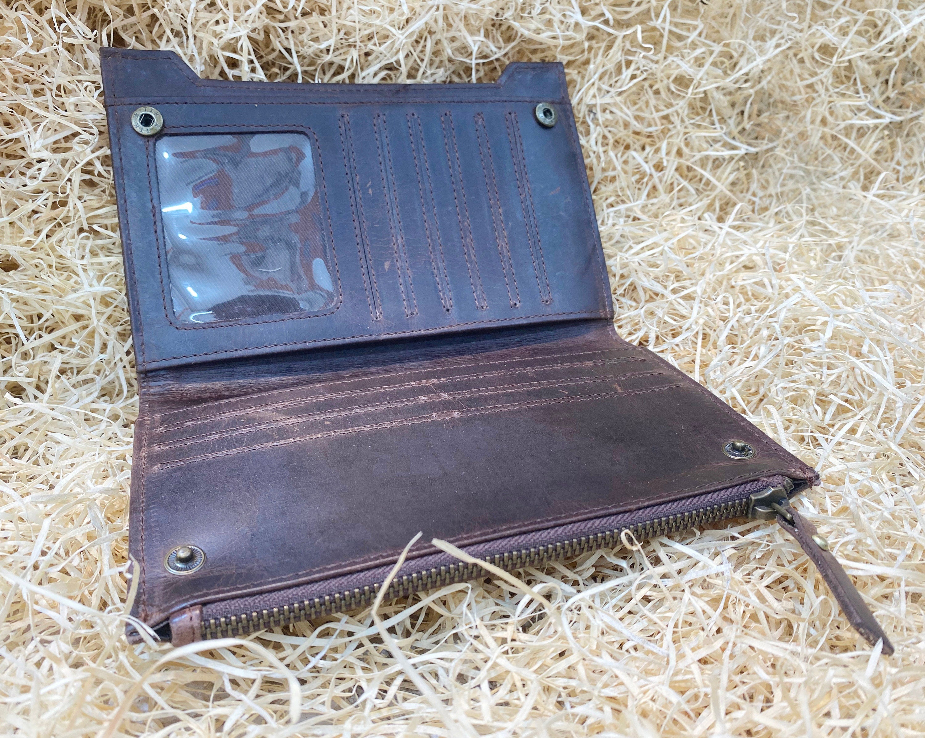 Ladies clutch bag brown hard wax wallet Premium Ladies&