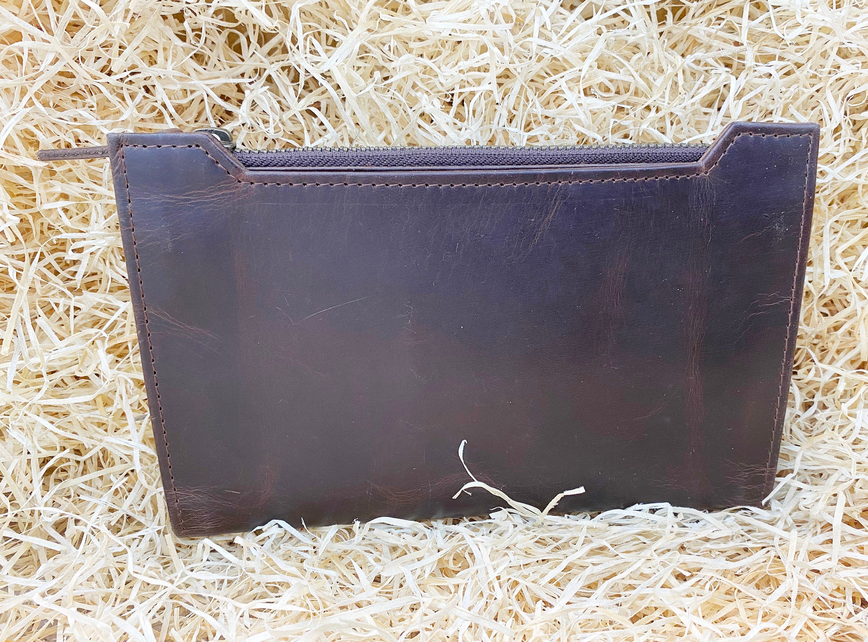 Ladies clutch bag brown hard wax wallet Premium Ladies&