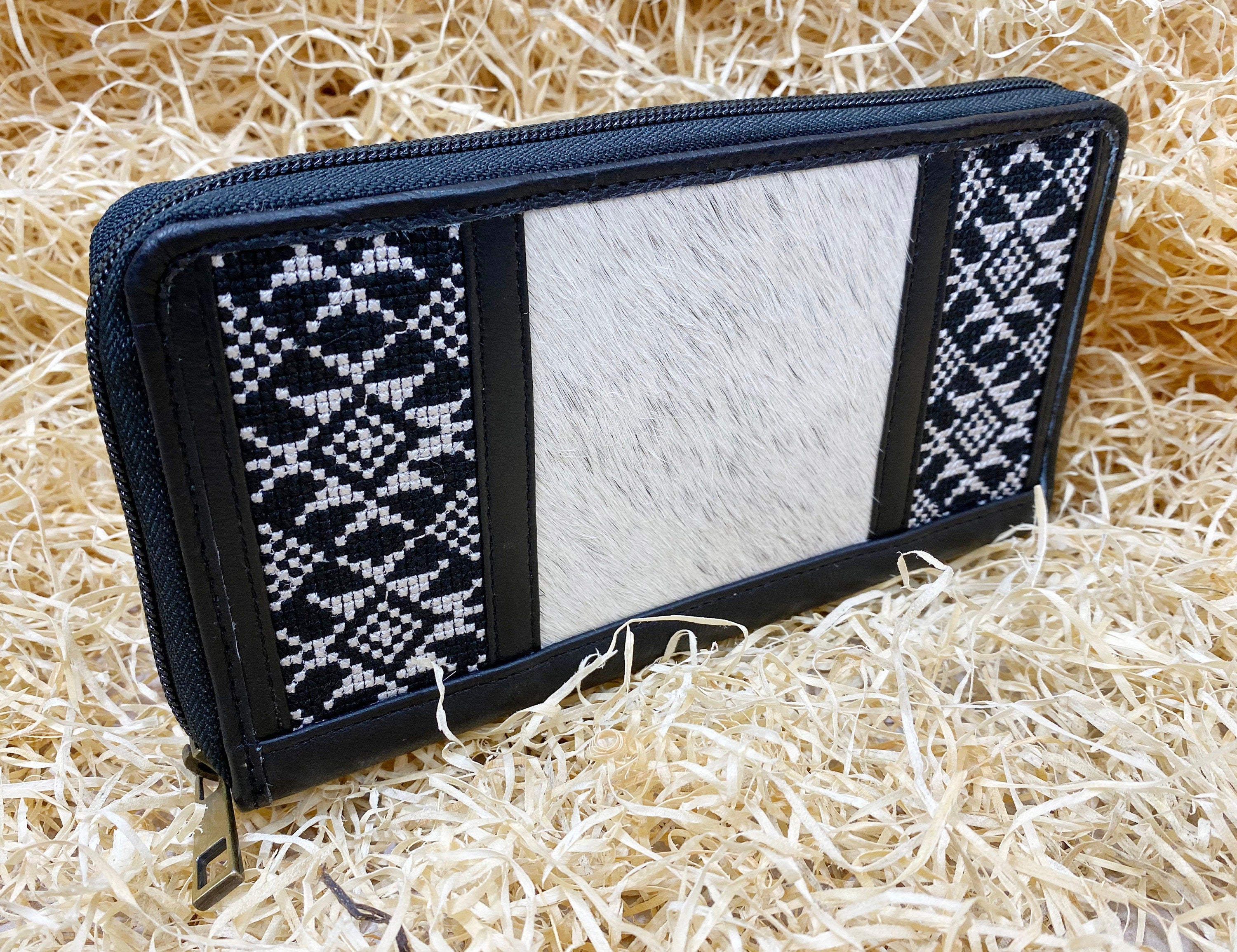 Ladies clutch bag comes with geometrical Black & White embroidery Western leather clutch bag Evening clutch bag party clutch bag by MOUSM