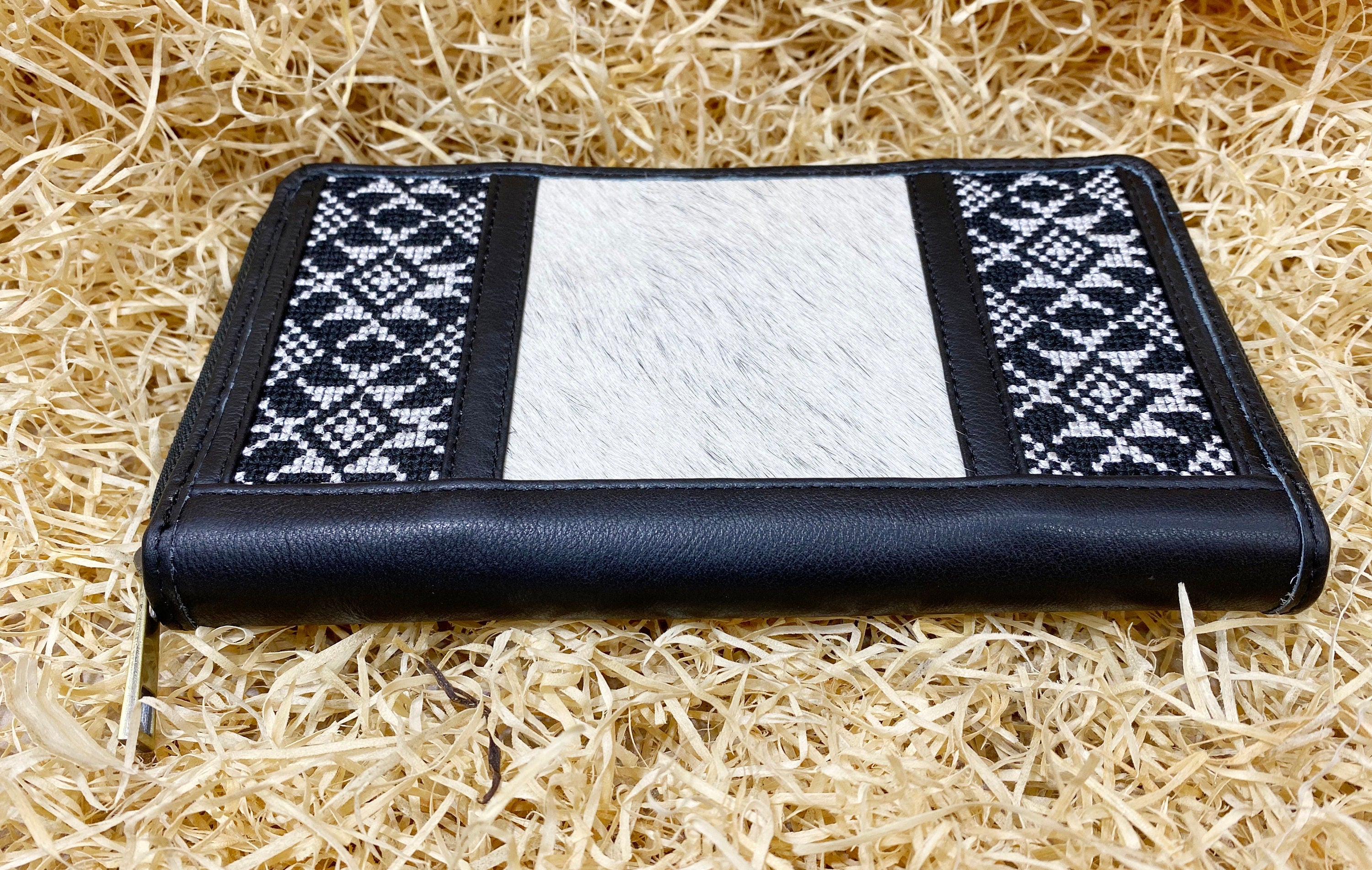 Ladies clutch bag comes with geometrical Black & White embroidery Western leather clutch bag Evening clutch bag party clutch bag by MOUSM