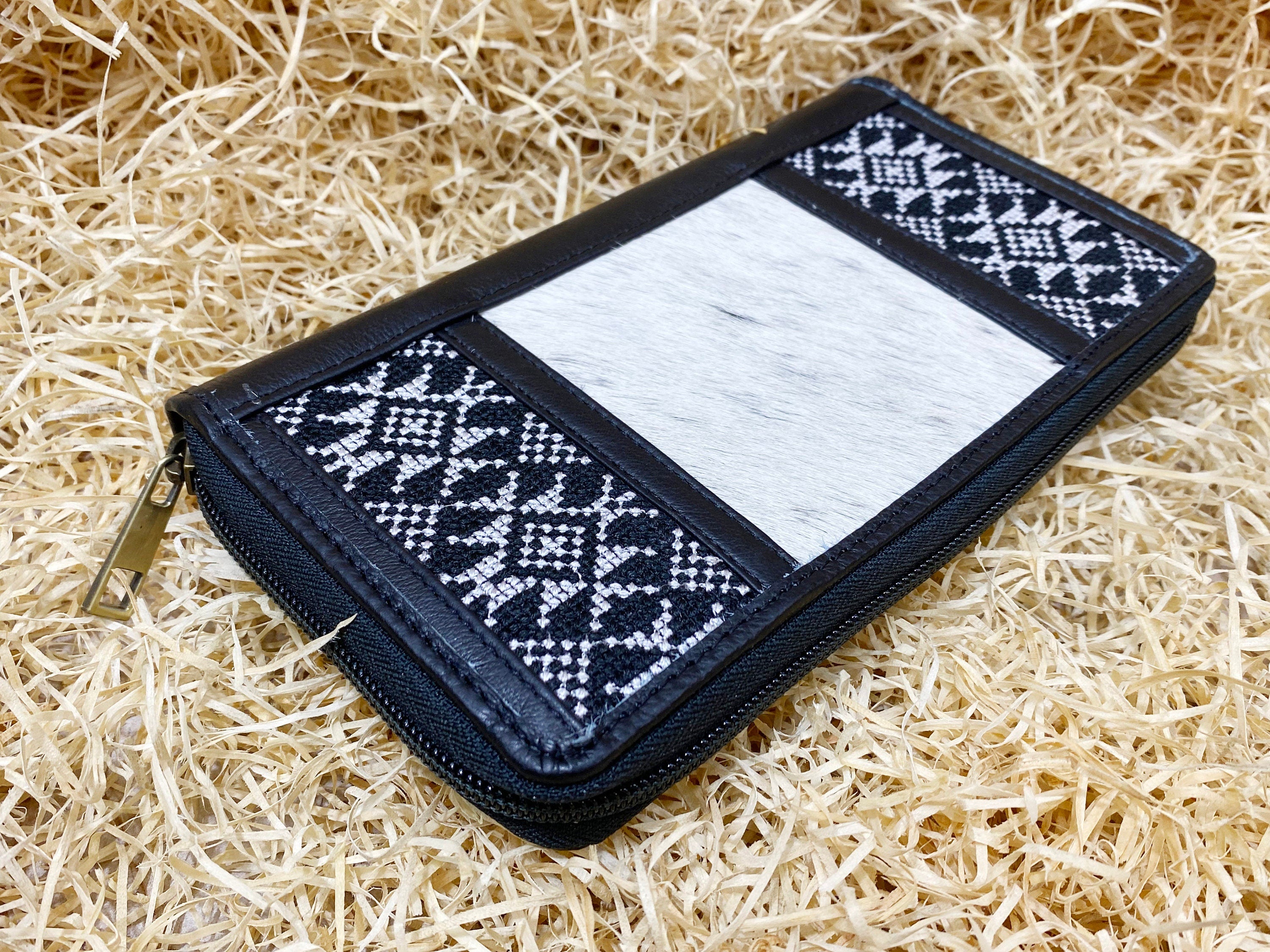 Ladies clutch bag comes with geometrical Black & White embroidery Western leather clutch bag Evening clutch bag party clutch bag by MOUSM