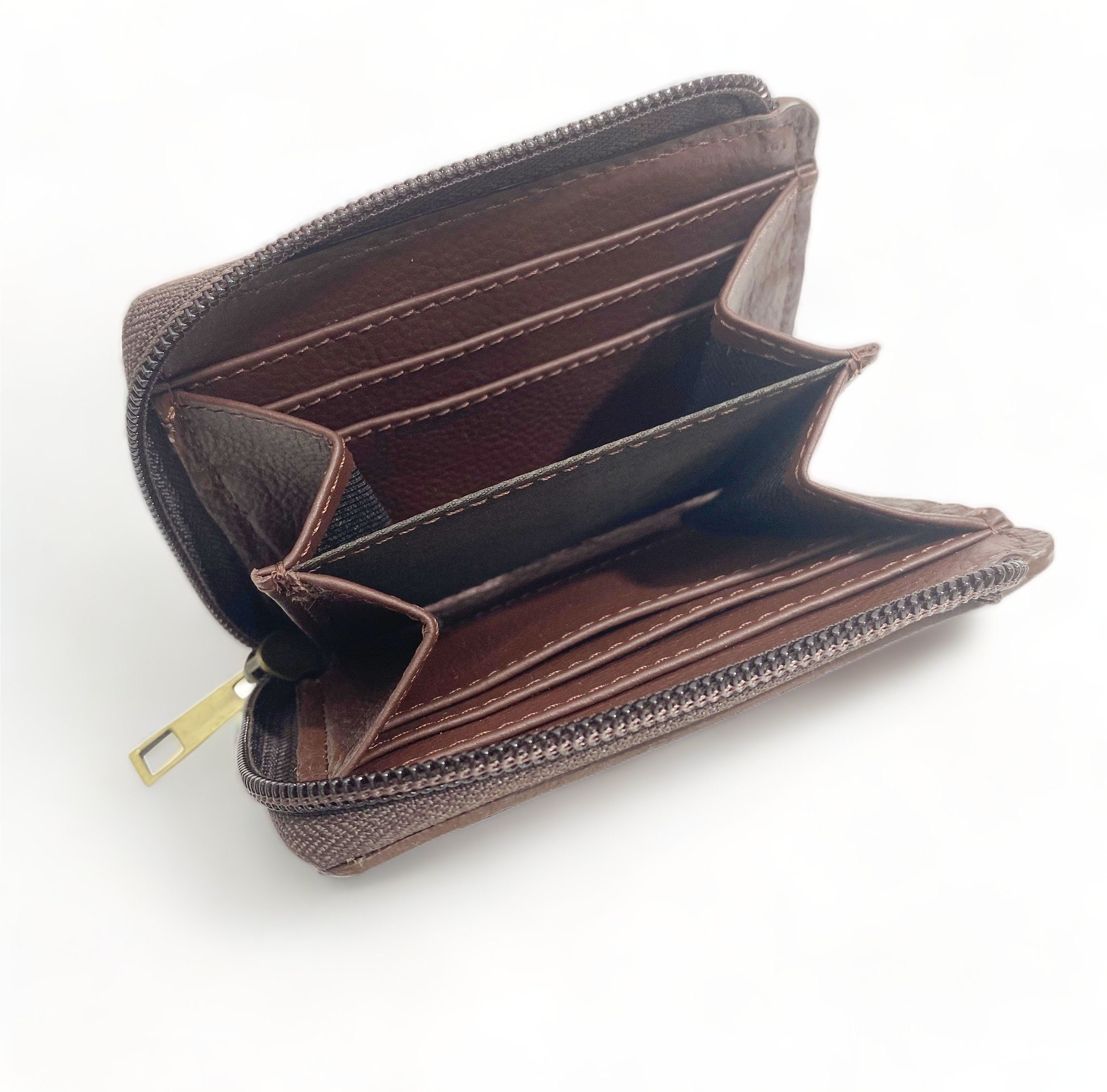 MOUSM Wallet Western Mens Leather Wallet for Men Argentina cow leather box tooled border carving wallet Full zipper closing wallet