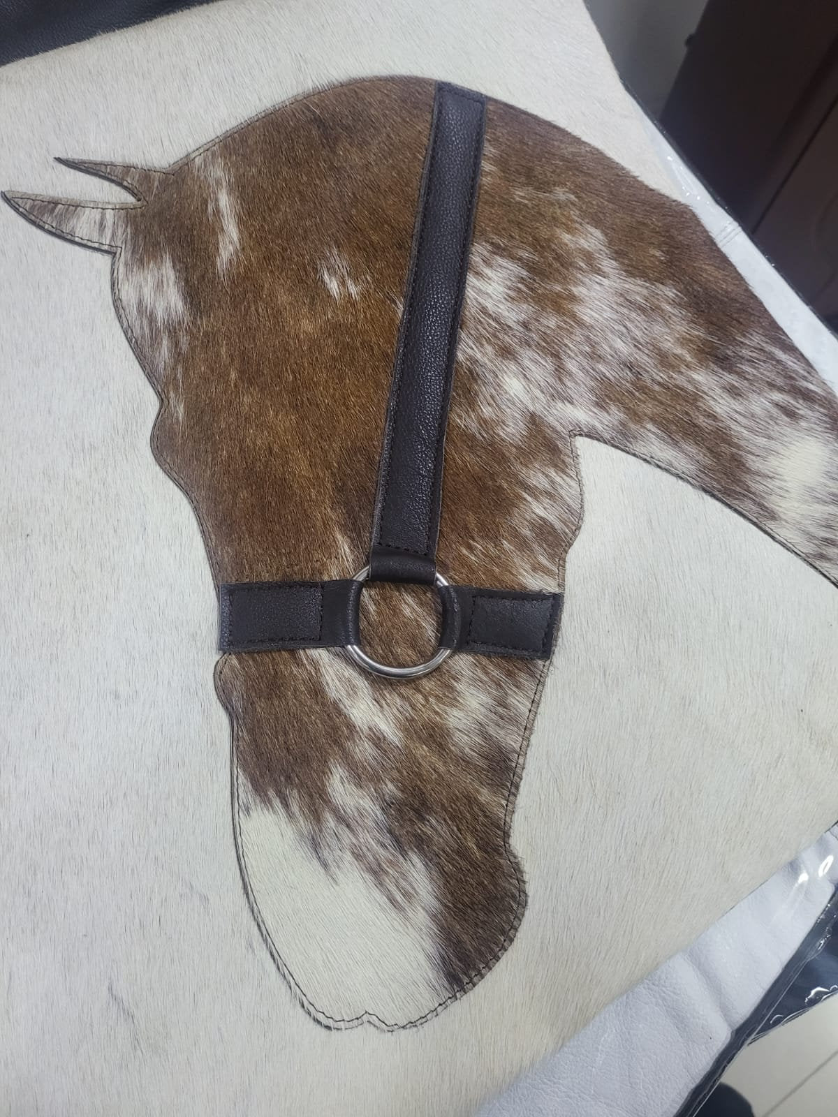 Leather pillow cover 18"X18" engraved horse face with Real leather head. Leather cushion covers sets for Christmas decor by Mousm