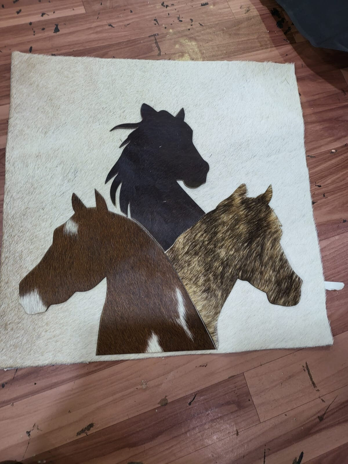 Leather pillow cover zippered couch cushion covers Leather engraved Horse family love view Patch western leather Pillow cover by Mousm