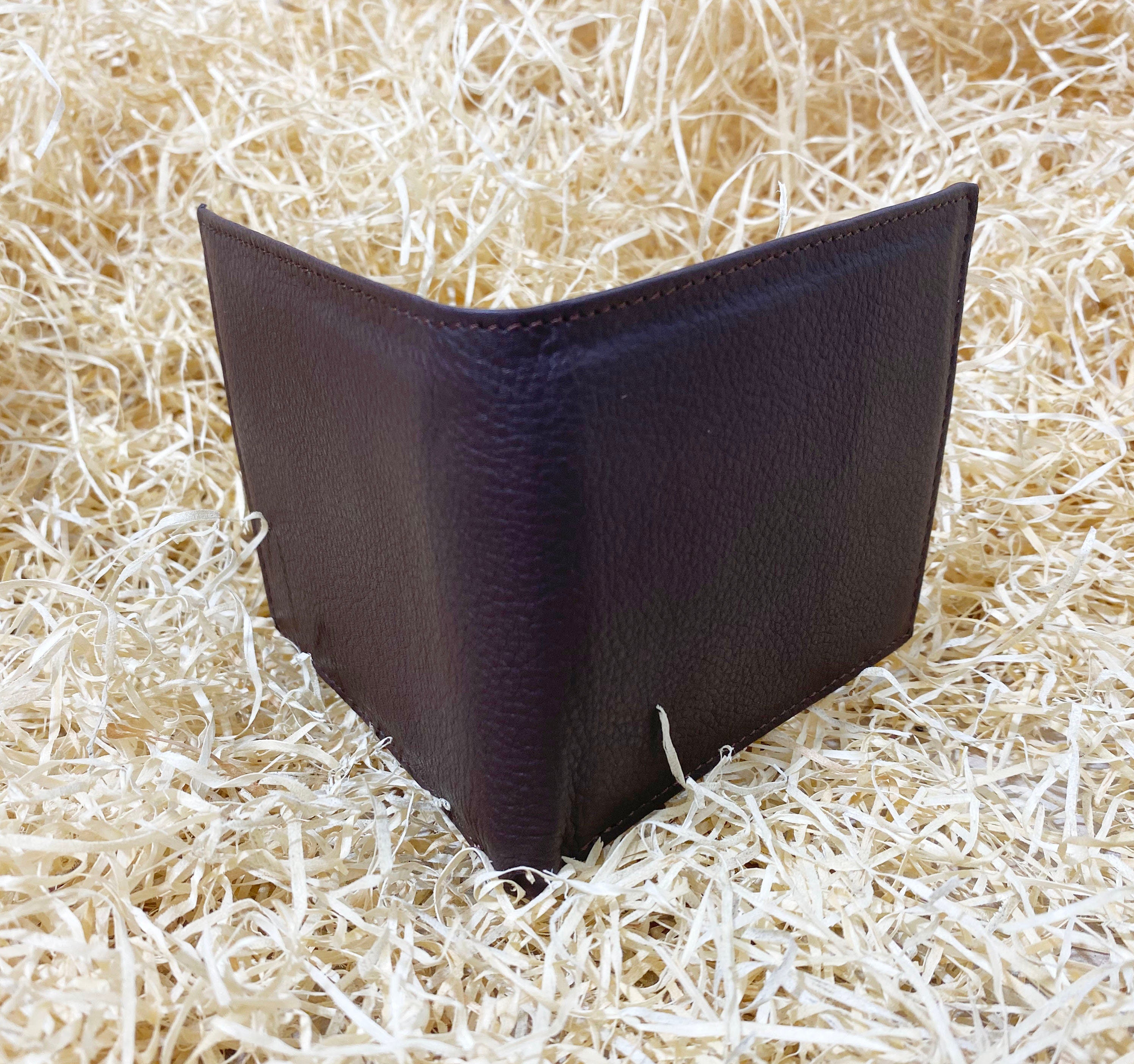 MOUSM Wallet Mens Leather Wallet for Men Pure Cow Leather wallet Plain Smooth Design leather wallet Chocolate brown wallet stitch around