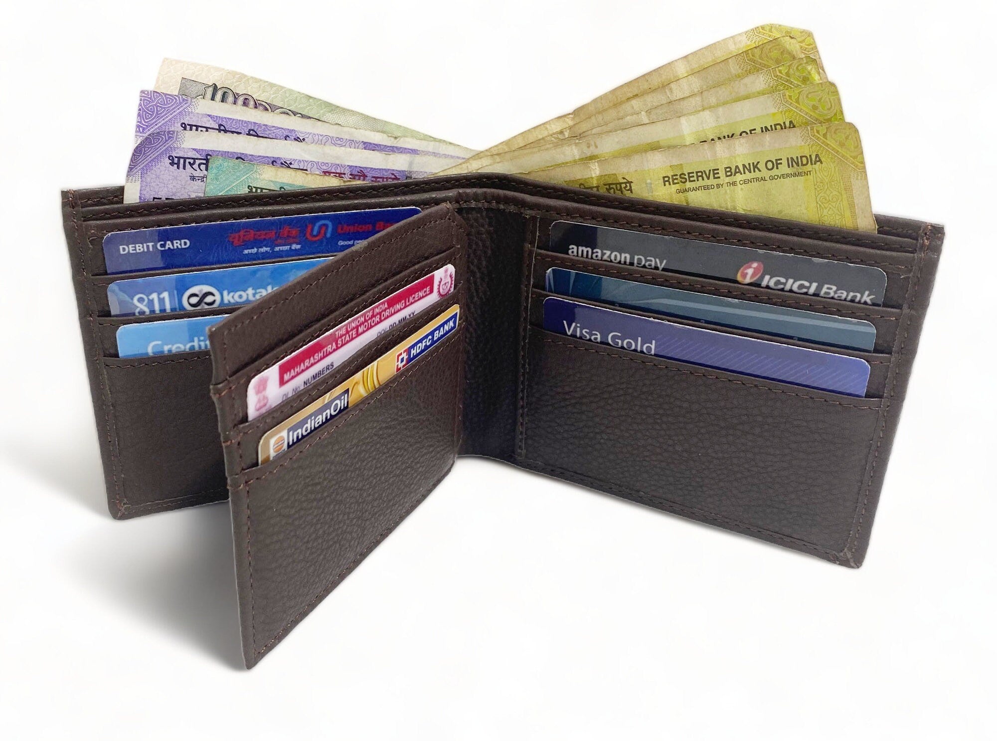 MOUSM Wallet Mens Leather Wallet for Men Pure Cow Leather wallet Plain Smooth Design leather wallet Chocolate brown wallet