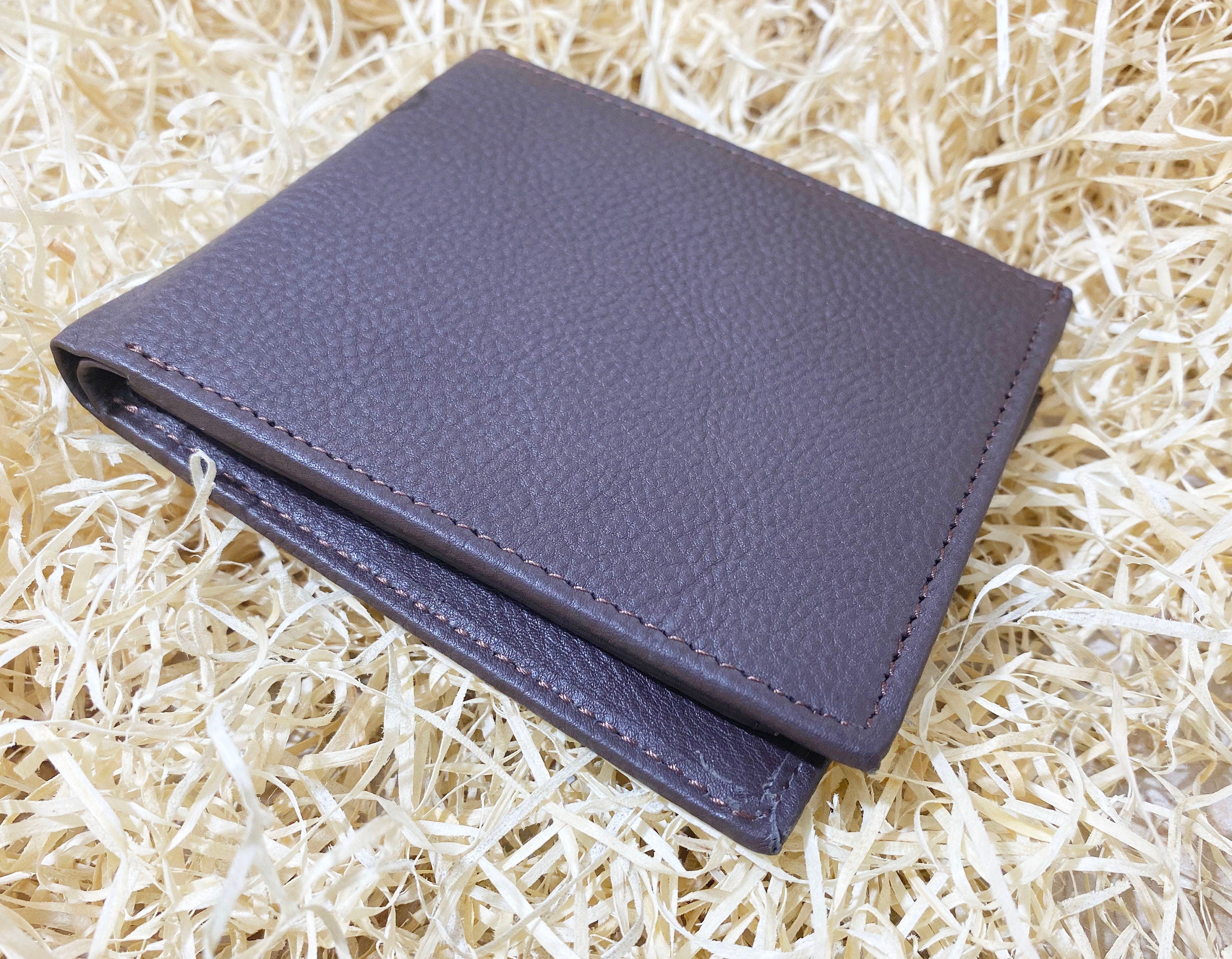 MOUSM Wallet Mens Leather Wallet for Men Pure Cow Leather wallet Plain Smooth Design leather wallet Chocolate brown wallet