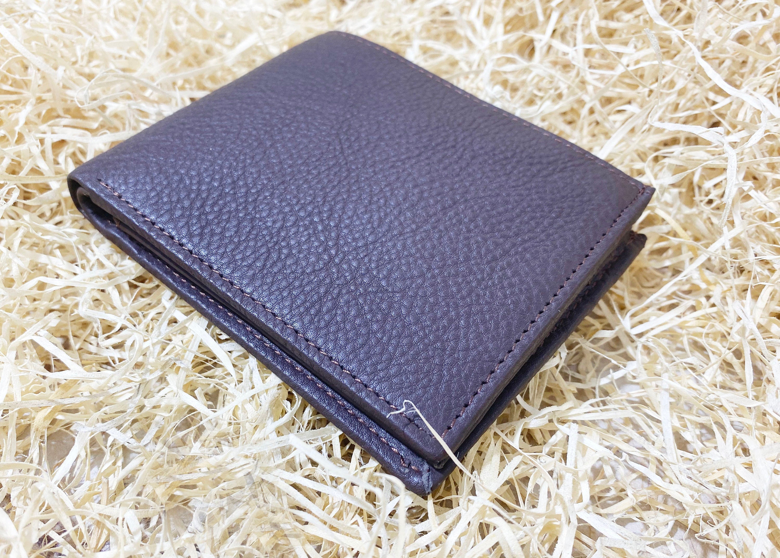 MOUSM Wallet Mens Leather Wallet for Men Pure Cow Leather wallet Plain Smooth Design leather wallet Chocolate brown wallet