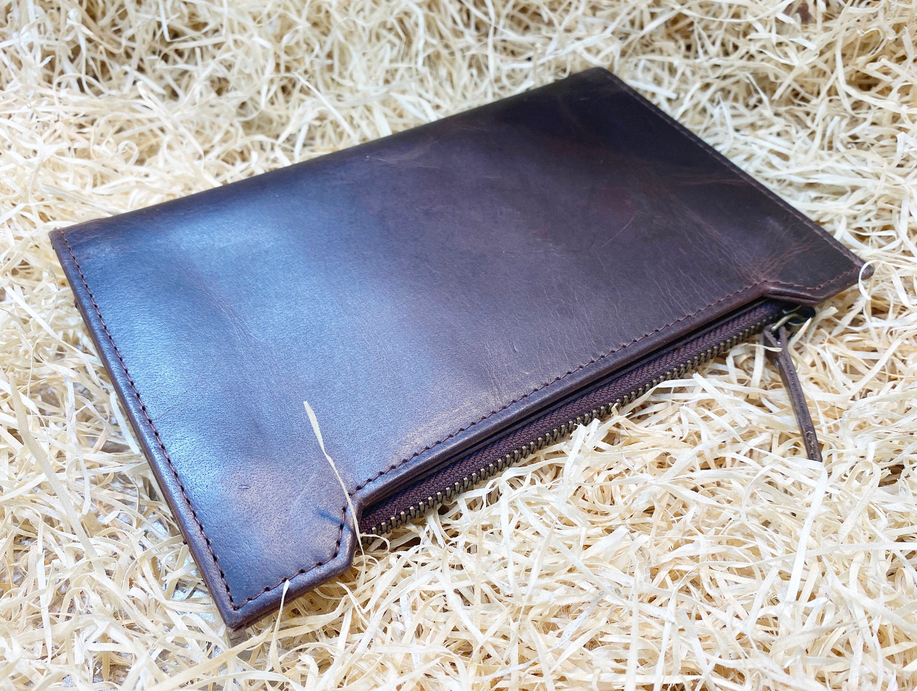 Ladies clutch bag brown hard wax wallet Premium Ladies&